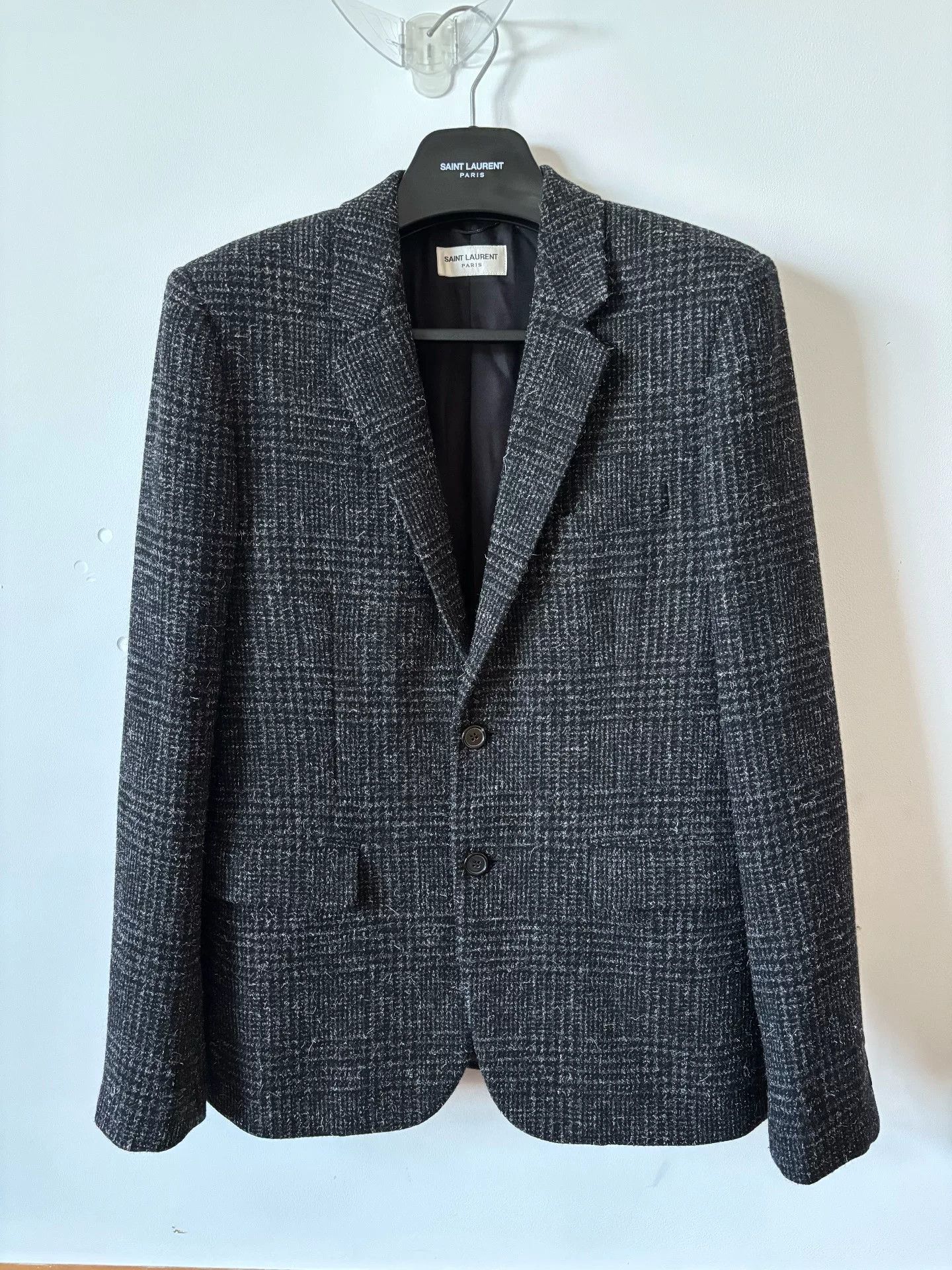 Saint Laurent Paris Saint Laurent Gray Check Wool Blazer Size US M / EU 48-50 / 2 - 1 Thumbnail