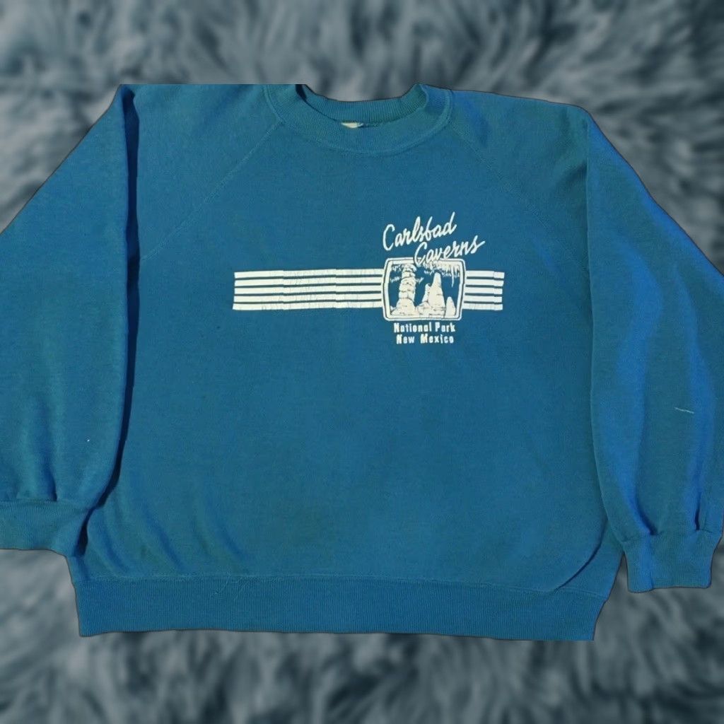 Vintage VINTAGE National Park Hoodie Men S Blue Sweatshirt Boxy 80s Carlsbad Caverns Distressed Grunge USA 90s Vintage Theme Skein Size US S / EU 44-46 / 1 - 1 Thumbnail