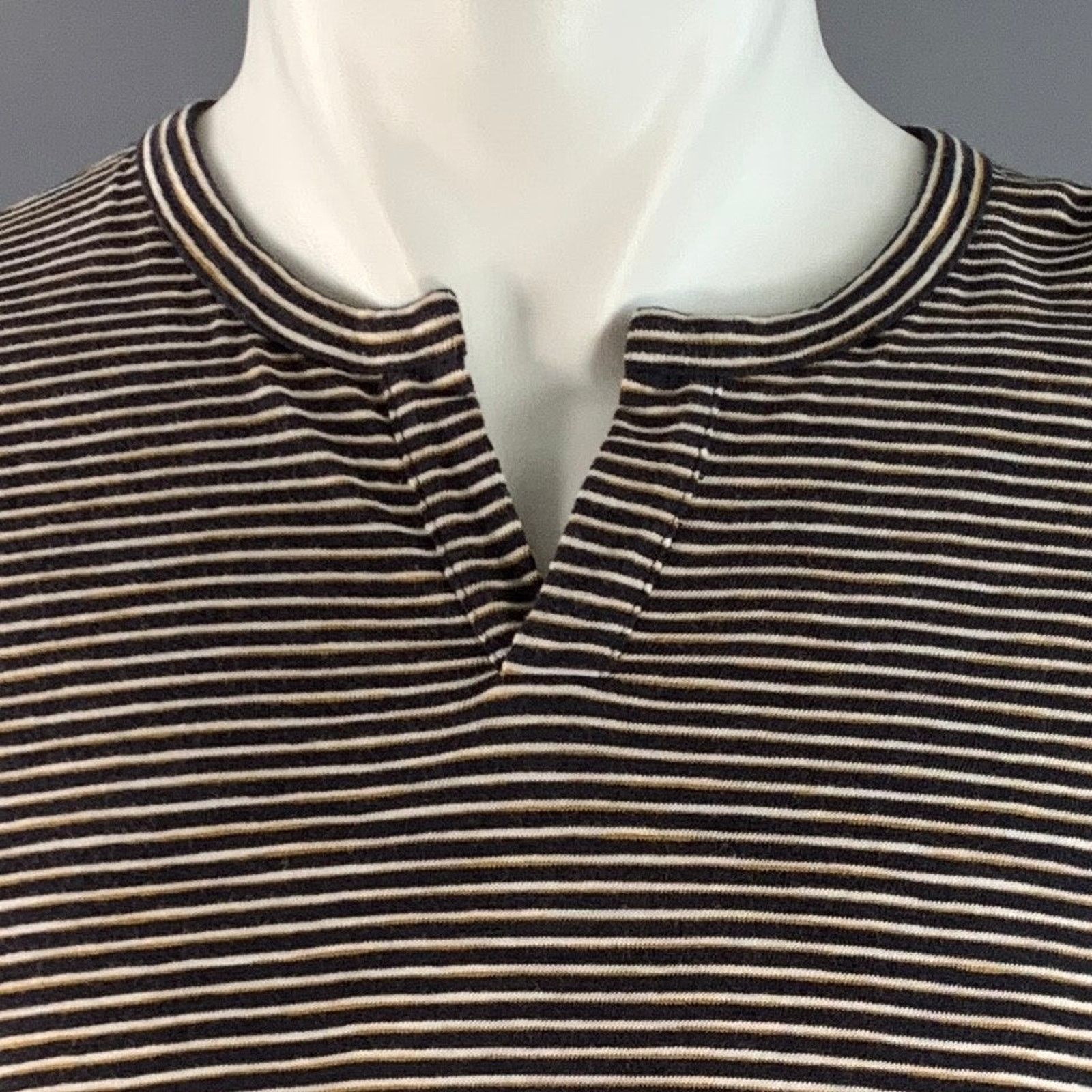 Vince S Navy Yellow & White Stripe Cotton Open Collar Pullover Size US S / EU 44-46 / 1 - 2 Thumbnail