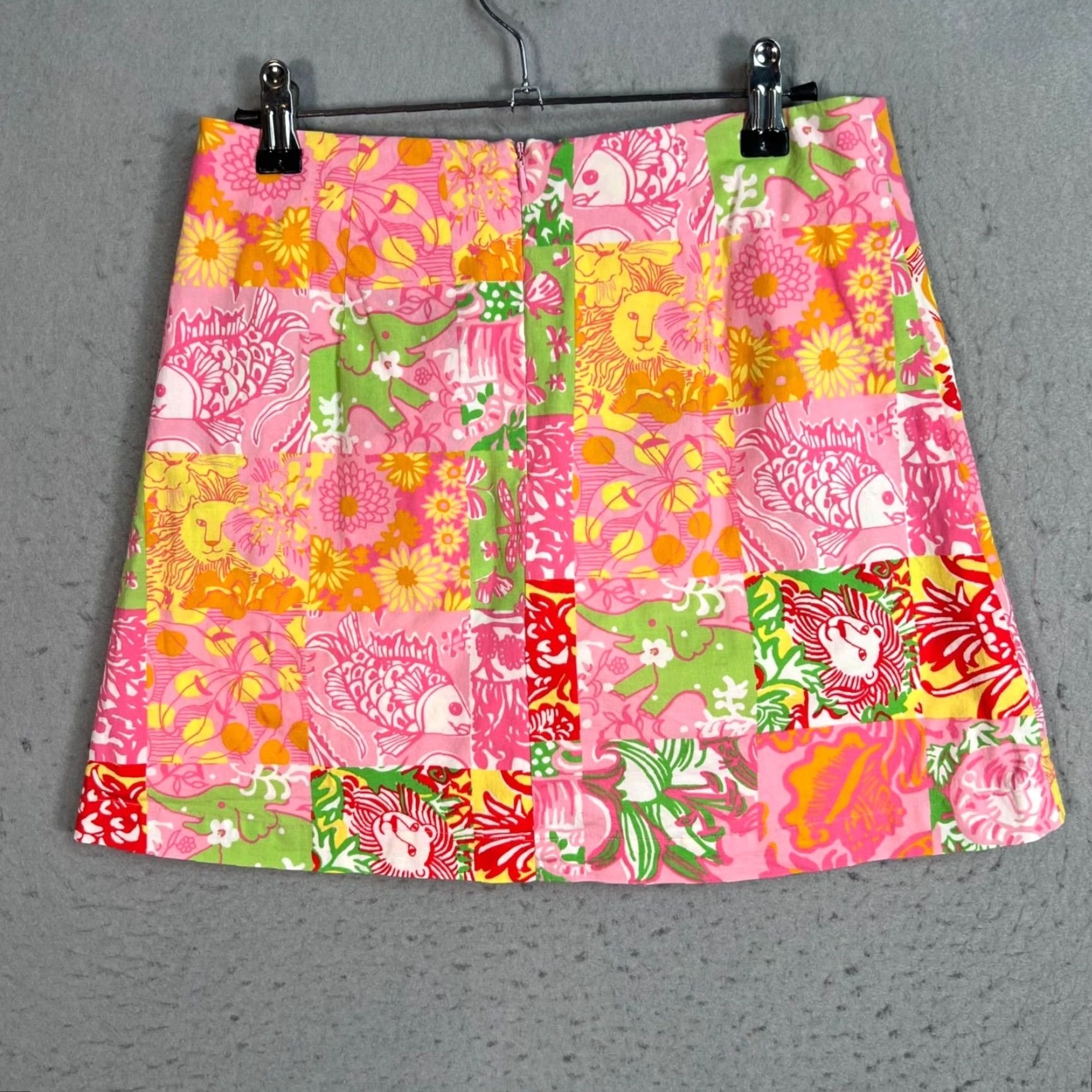Vintage Key West Patchwork A-Line Mini Skirt 2 Cotton Blend Pink Women Short Skirt Vintage No N/A Size 26" / US 2 / IT 38 - 2 Thumbnail