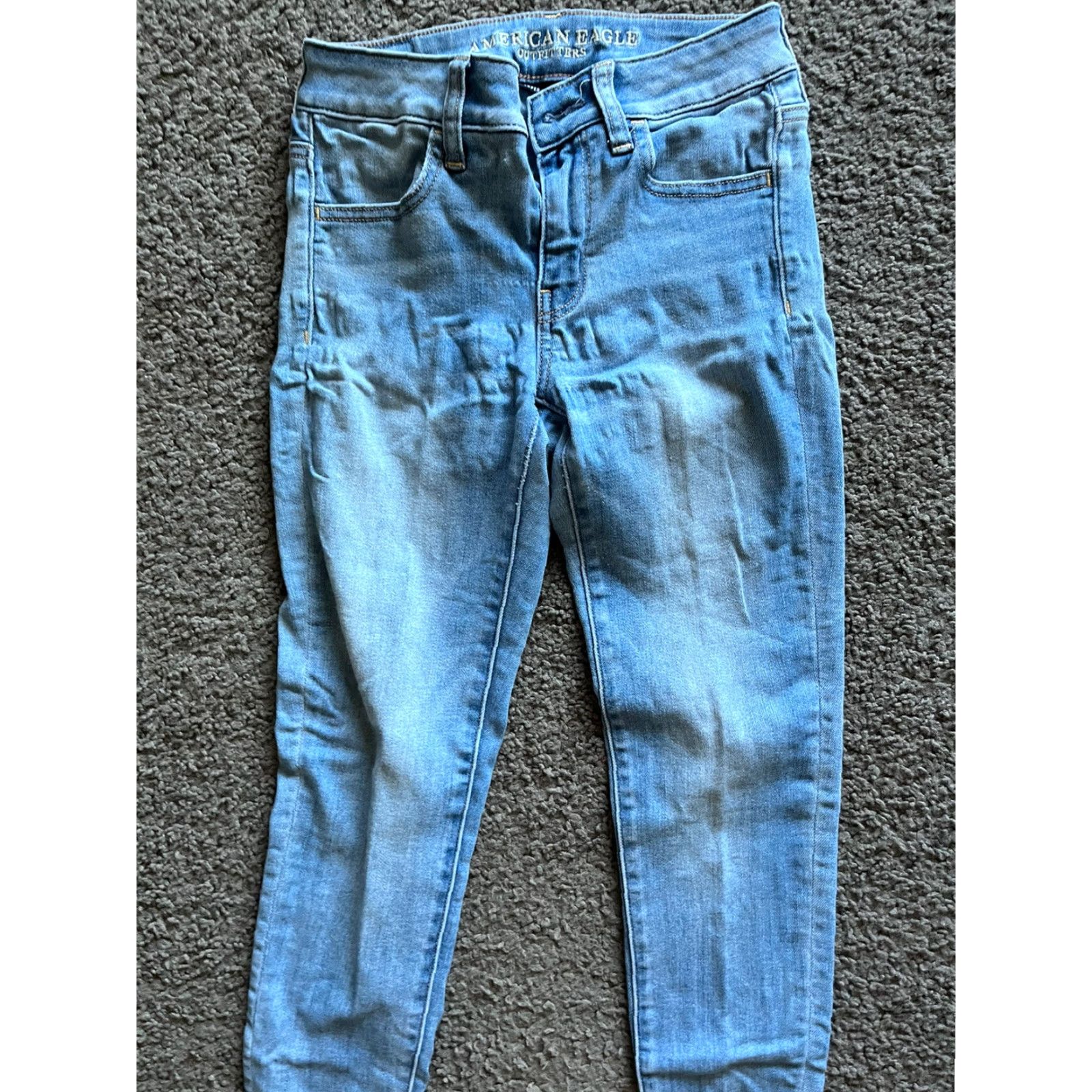 American Eagle Outfitters American Eagle High Rise Jeggings Super Super Stretch X Size 2 Blue Jeans Size 26" / US 2 / IT 38 - 2 Thumbnail