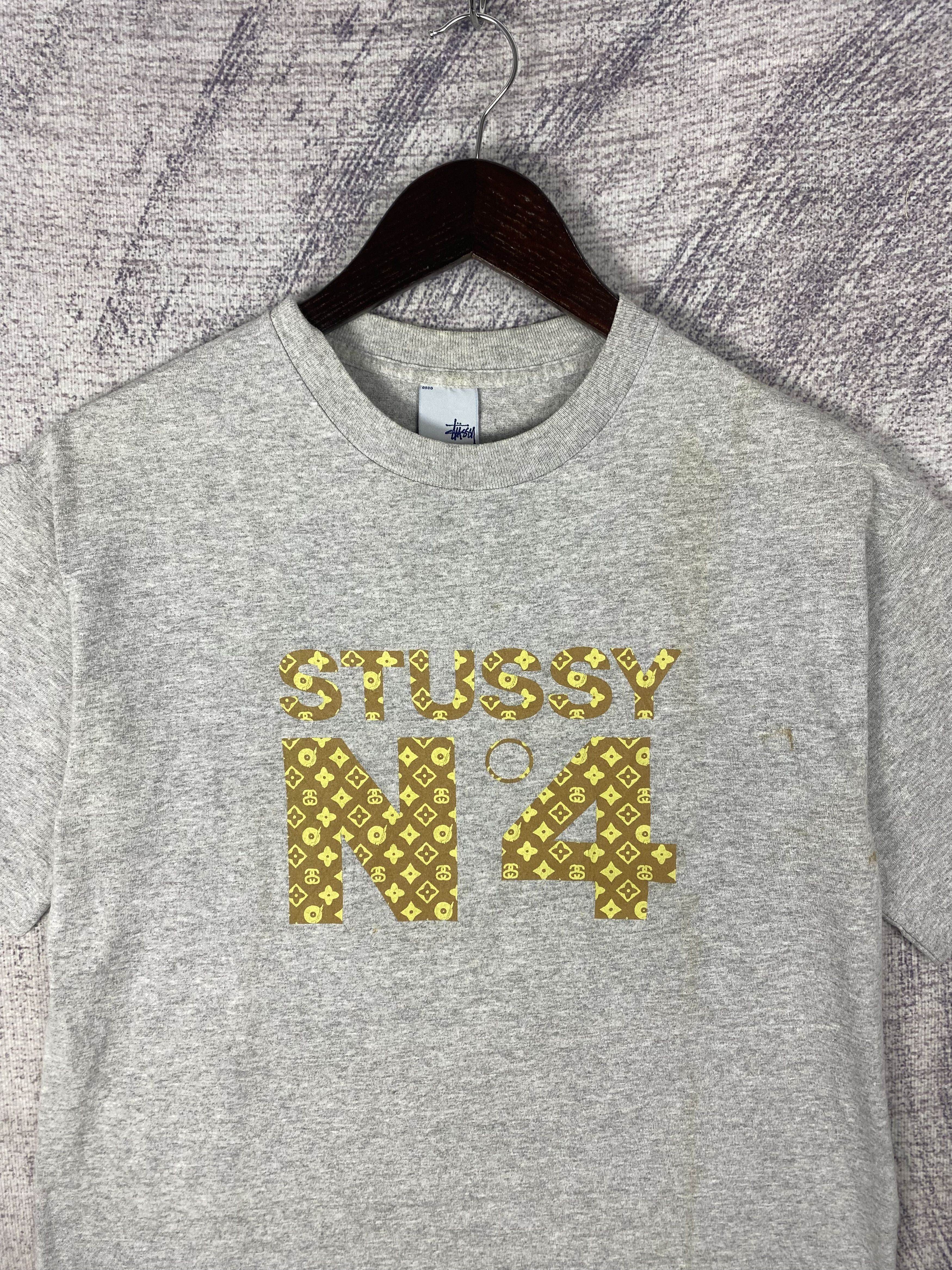 Stussy Vintage Stussy N°4 Logo Tee Grey with Yellow Monogram Print Size US M / EU 48-50 / 2 - 2 Thumbnail