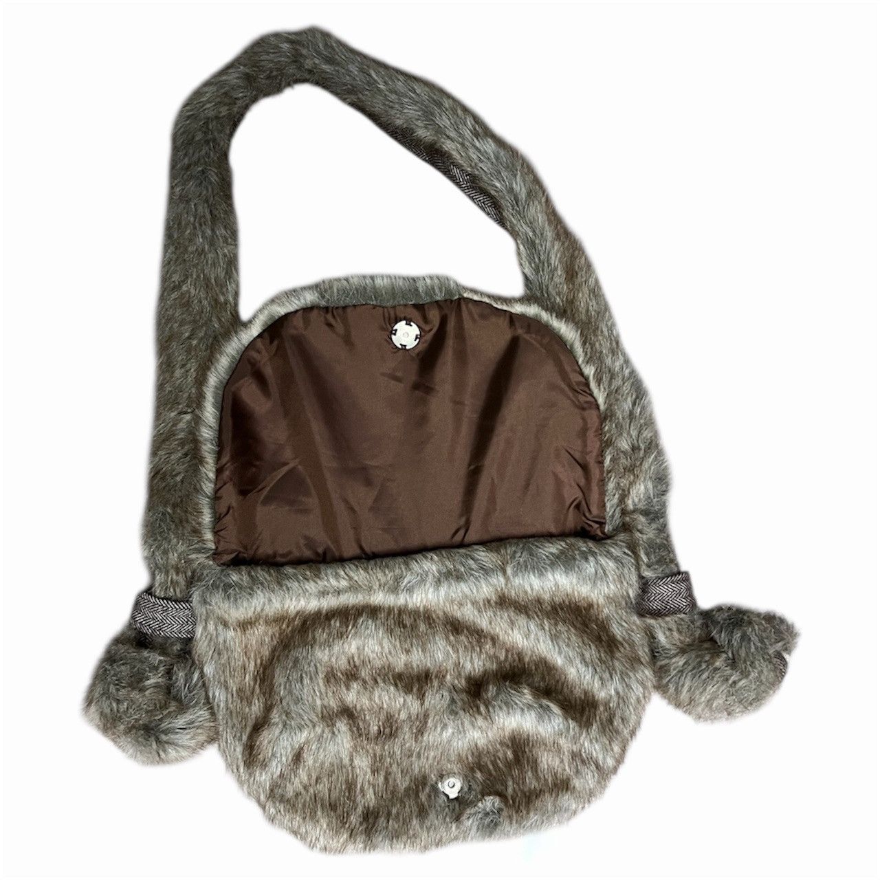 Ne-Net Ne-net Brown Fluffy Faux Fur Shoulder Bag Size ONE SIZE - 2 Thumbnail