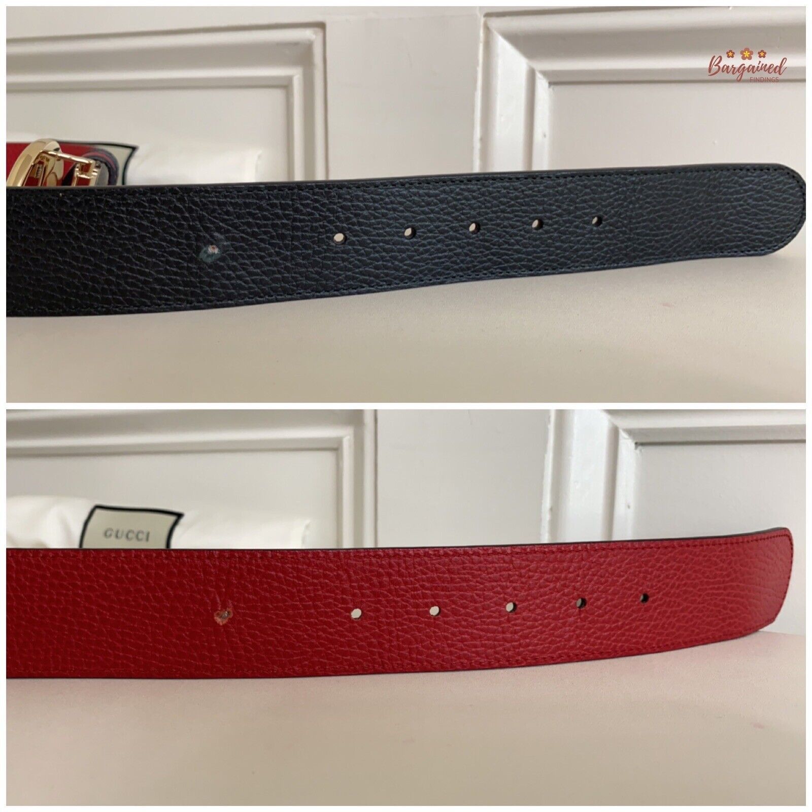 Gucci Gucci Black/Red Pebbled Calfskin 1973 Reversible Buckle Belt Size ONE SIZE - 9 Thumbnail