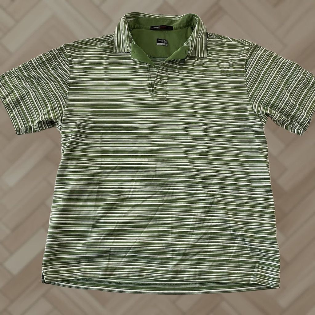 Nike VINTAGE Nike Tiger Woods Striped Short Sleeve Golf Polo Shirt Mens Large Green Size US L / EU 52-54 / 3 - 1 Thumbnail
