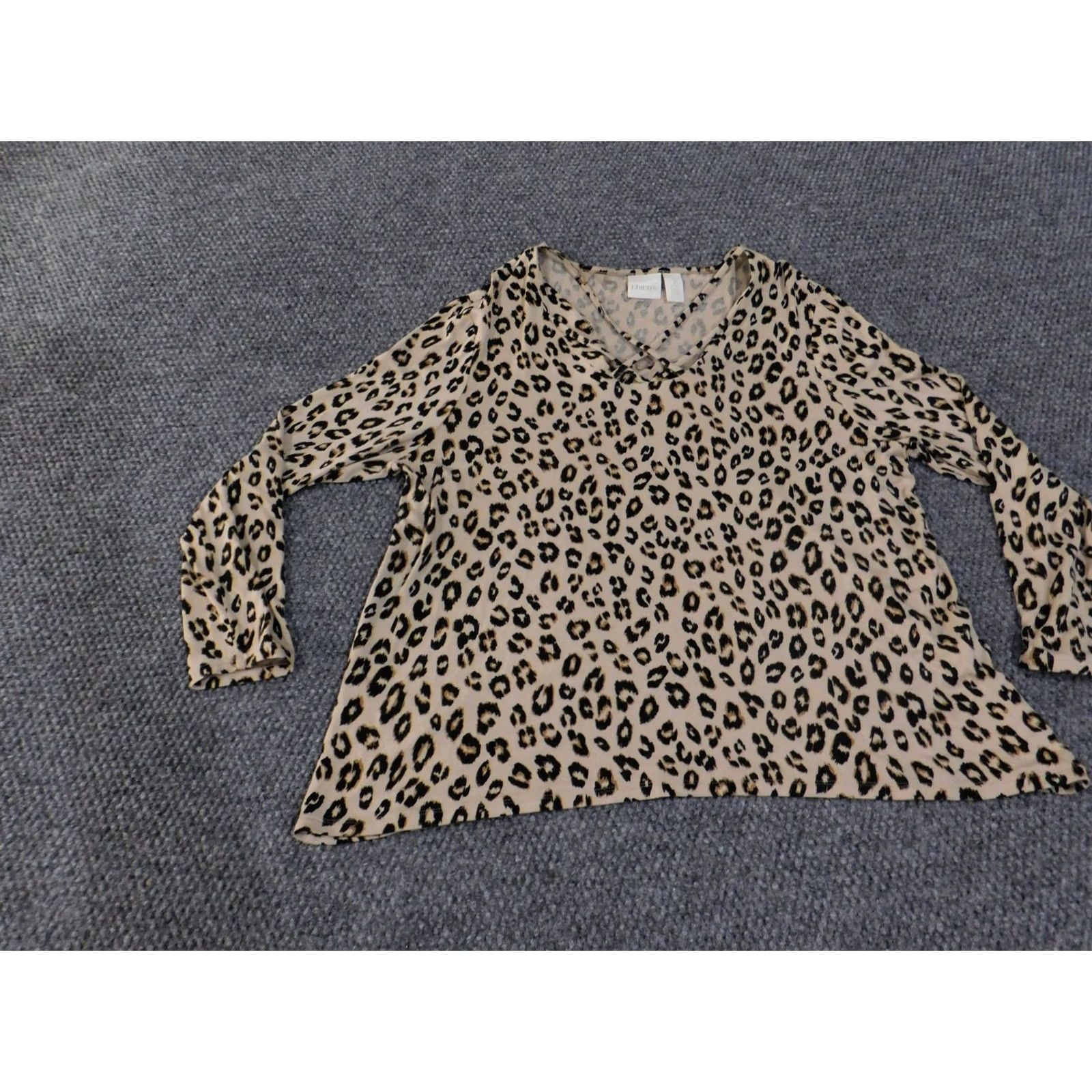 Vintage Chico's Blouse Womens 2 Petite Animal Print Leopard Long Sleeve Lightweight Top Size XS / US 0-2 / IT 36-38 - 3 Thumbnail