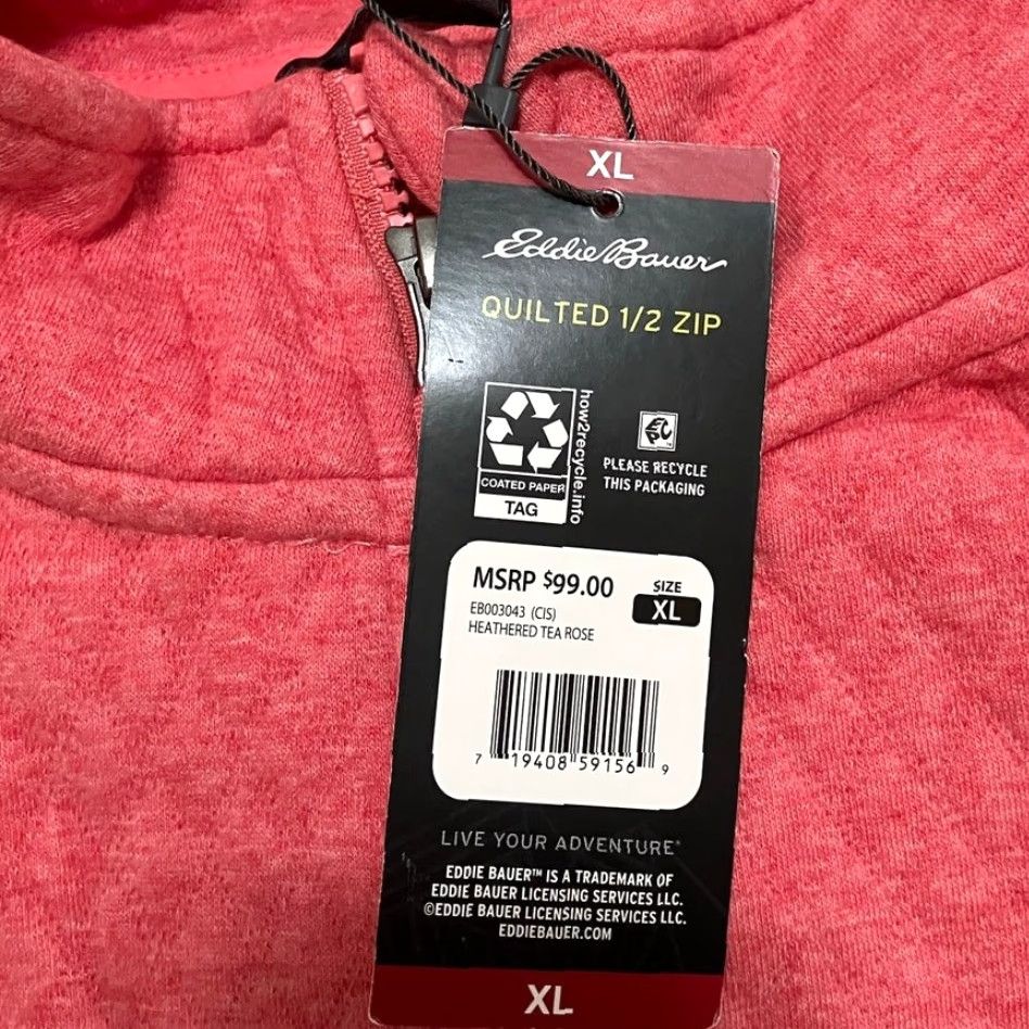 Eddie Bauer VINTAGE Eddie Bauer Womens Sweater Pink 1/2 Zip Quilted Long Sleeve Cotton Blend XL Size XL / US 12-14 / IT 48-50 - 7 Thumbnail