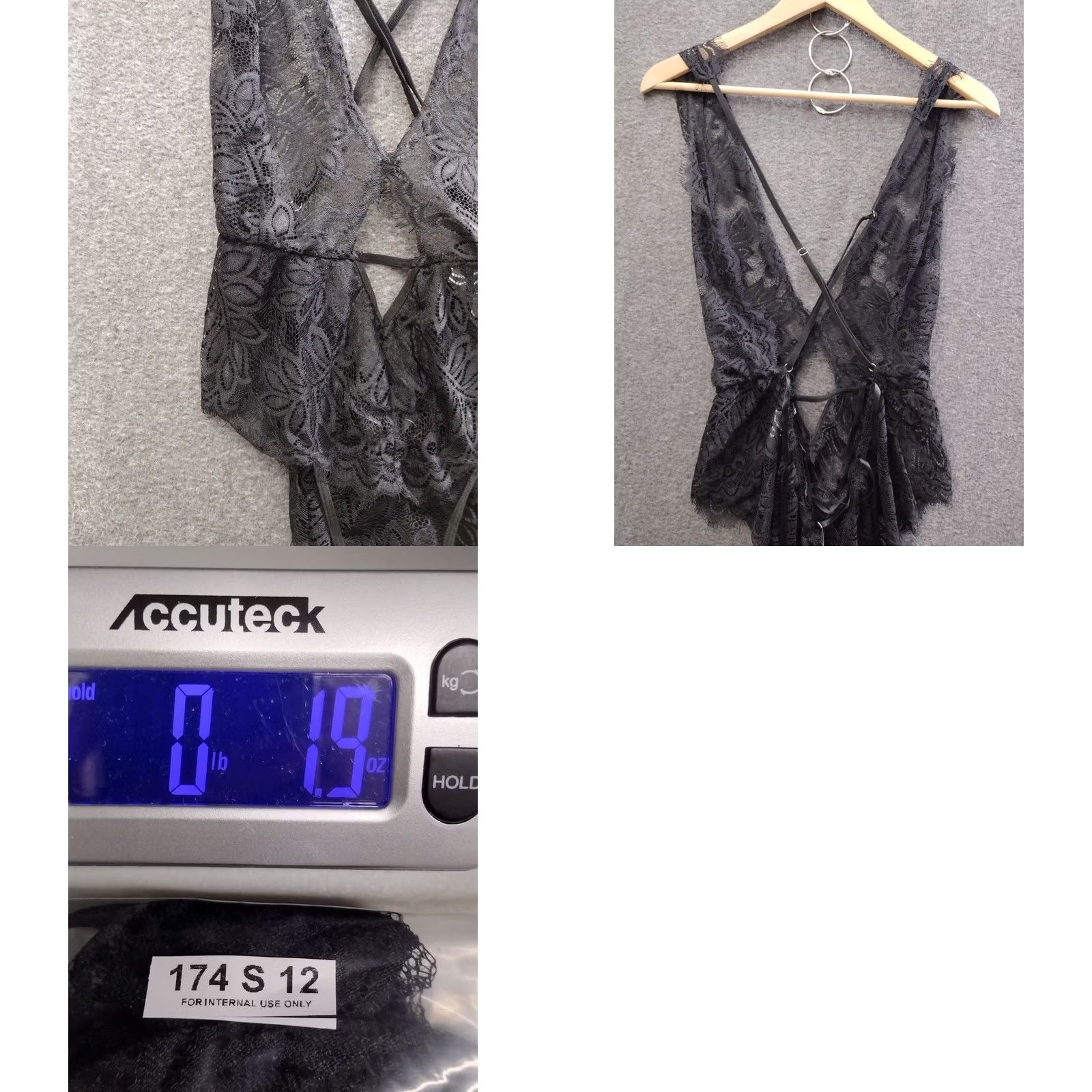 Vintage AvidLove Teddy lingerie Woman XL black lace Plunge V-Neck Cross Back One Piece Women Size XL Teddy lingerie Size ONE SIZE - 8 Thumbnail