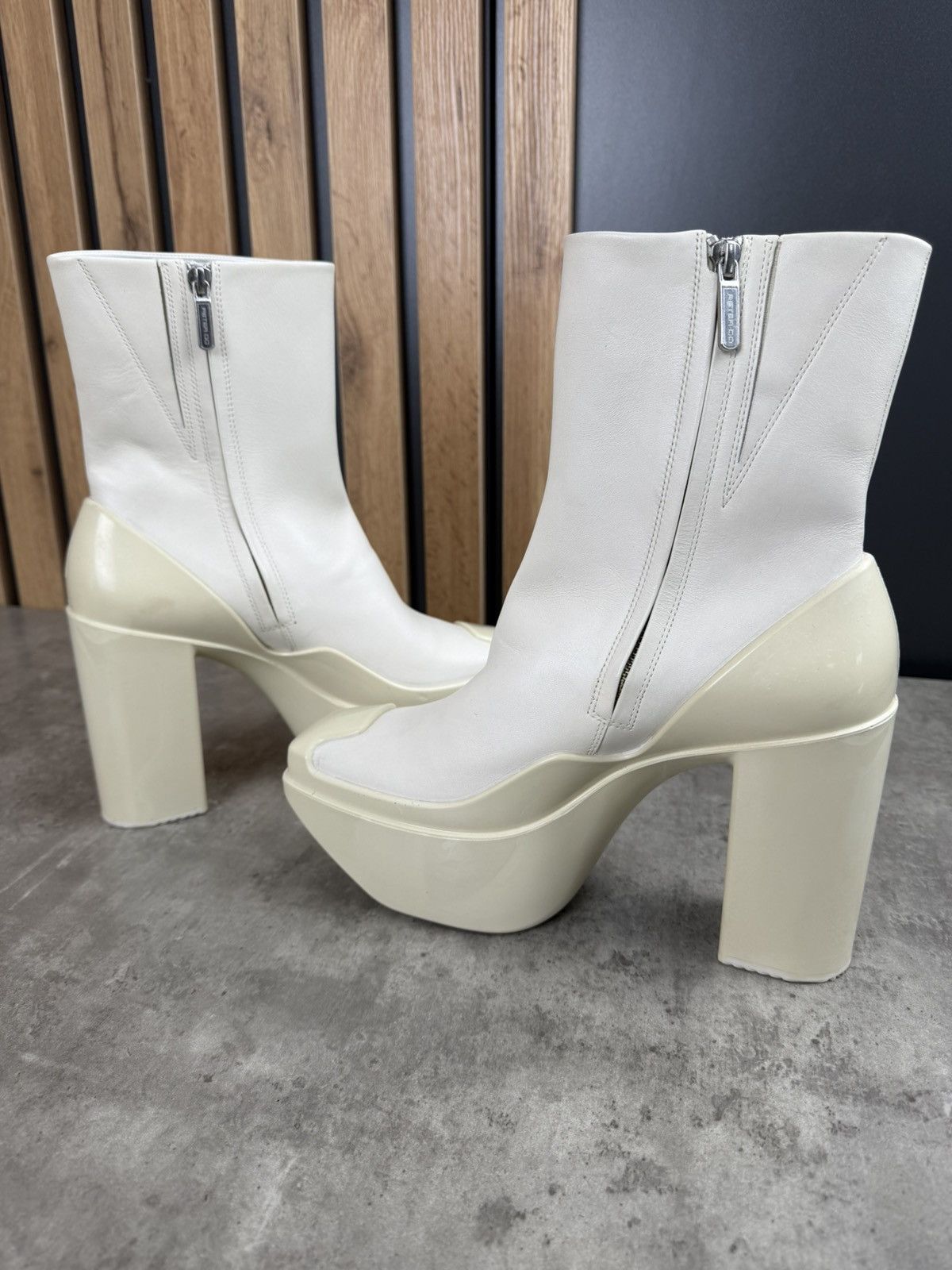 Peter Do at.kollektive x Peter Do Leather Platform Ankle Boots White Size US 10 / IT 40 - 6 Thumbnail