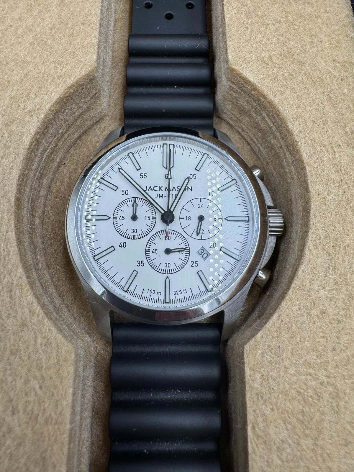 Jack Mason JM-F102 Chronograph Watch White Dial 38mm w/ Box