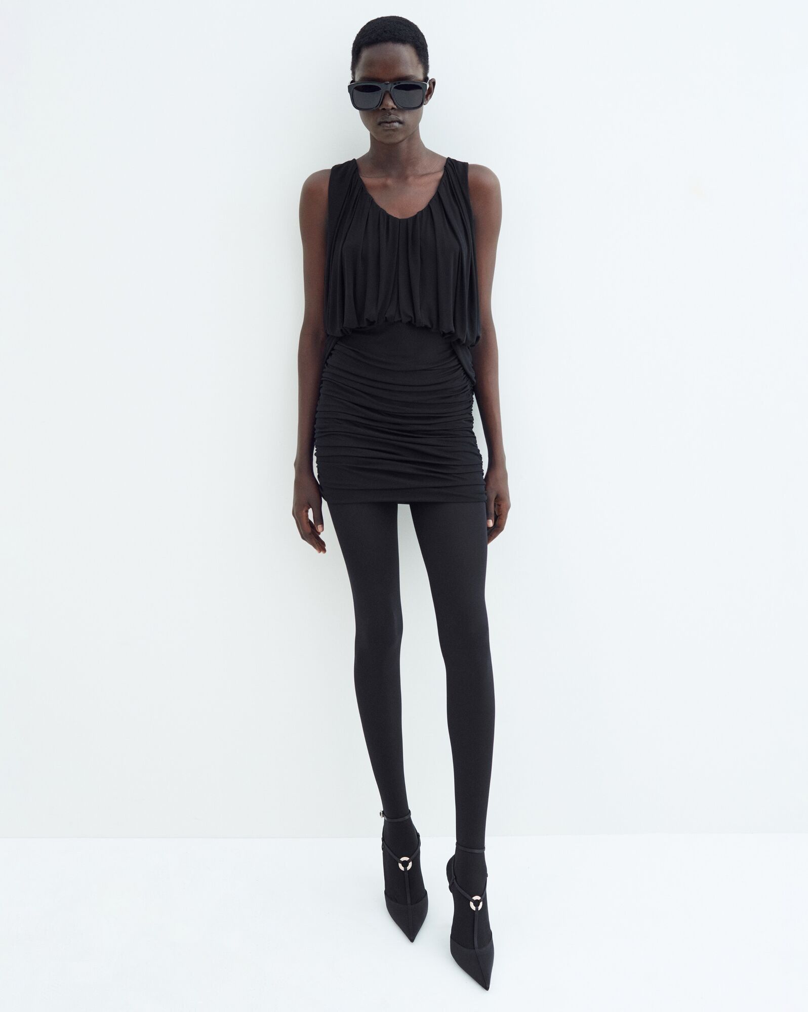 Saint Laurent Paris oc11z1025 Draped Dress in Jersey in Black Size XS / US 0-2 / IT 36-38 - 2 Thumbnail