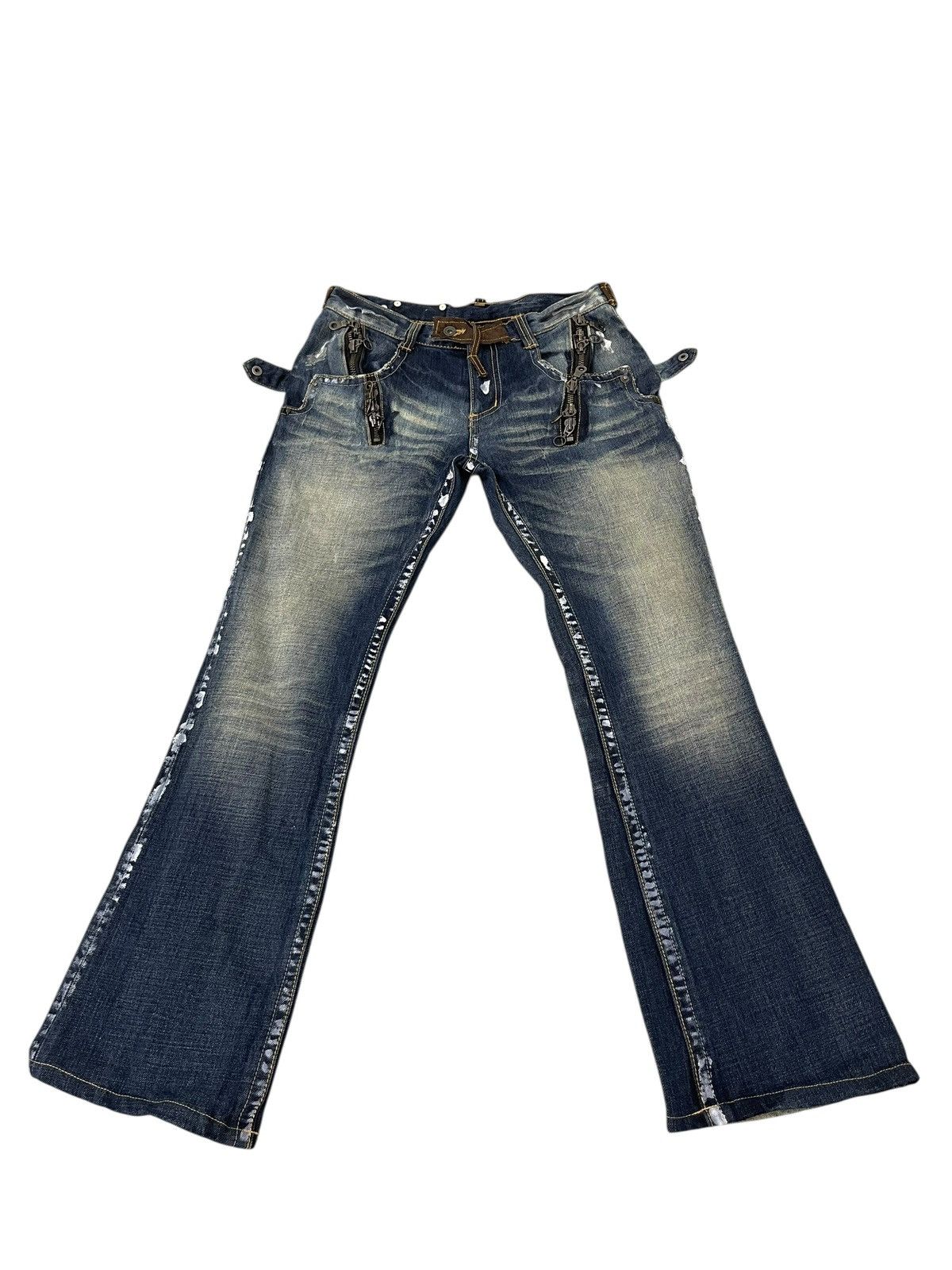 Japanese Brand Flare Jeans Semantic Design Faded Boot Cut 1🟦8 Size US 32 / EU 48 - 2 Thumbnail