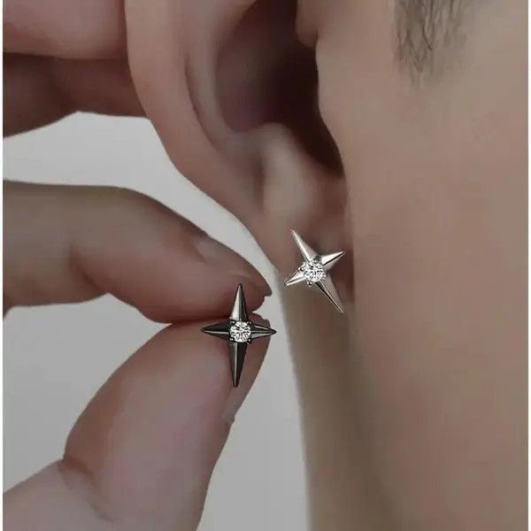 VIBE 925 Silver Plated CZ Star Stud Earrings Size ONE SIZE - 4 Thumbnail