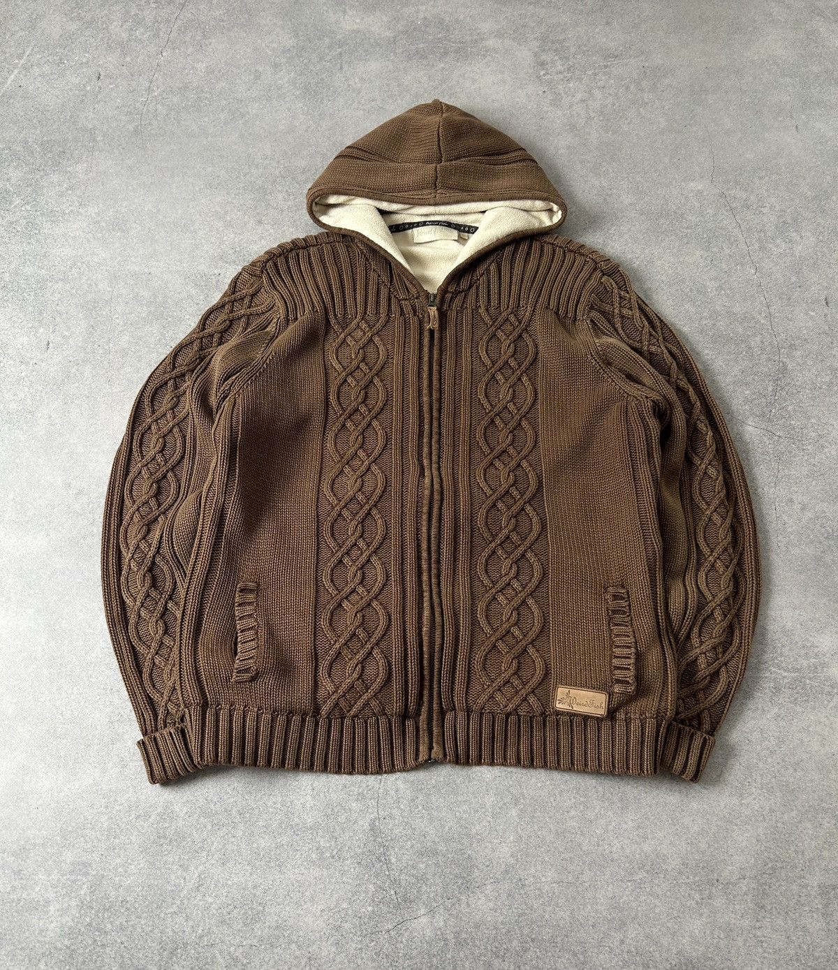 Japanese Brand Vintage Weird Fish Brown Knit Zip-Hoodies mens sherpa Size US XL / EU 56 / 4 - 1 Thumbnail
