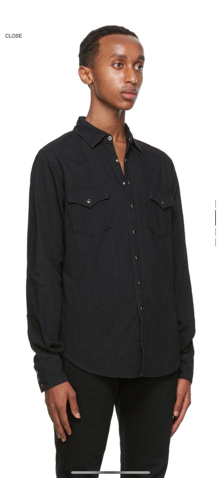 Saint laurent denim shirt sales