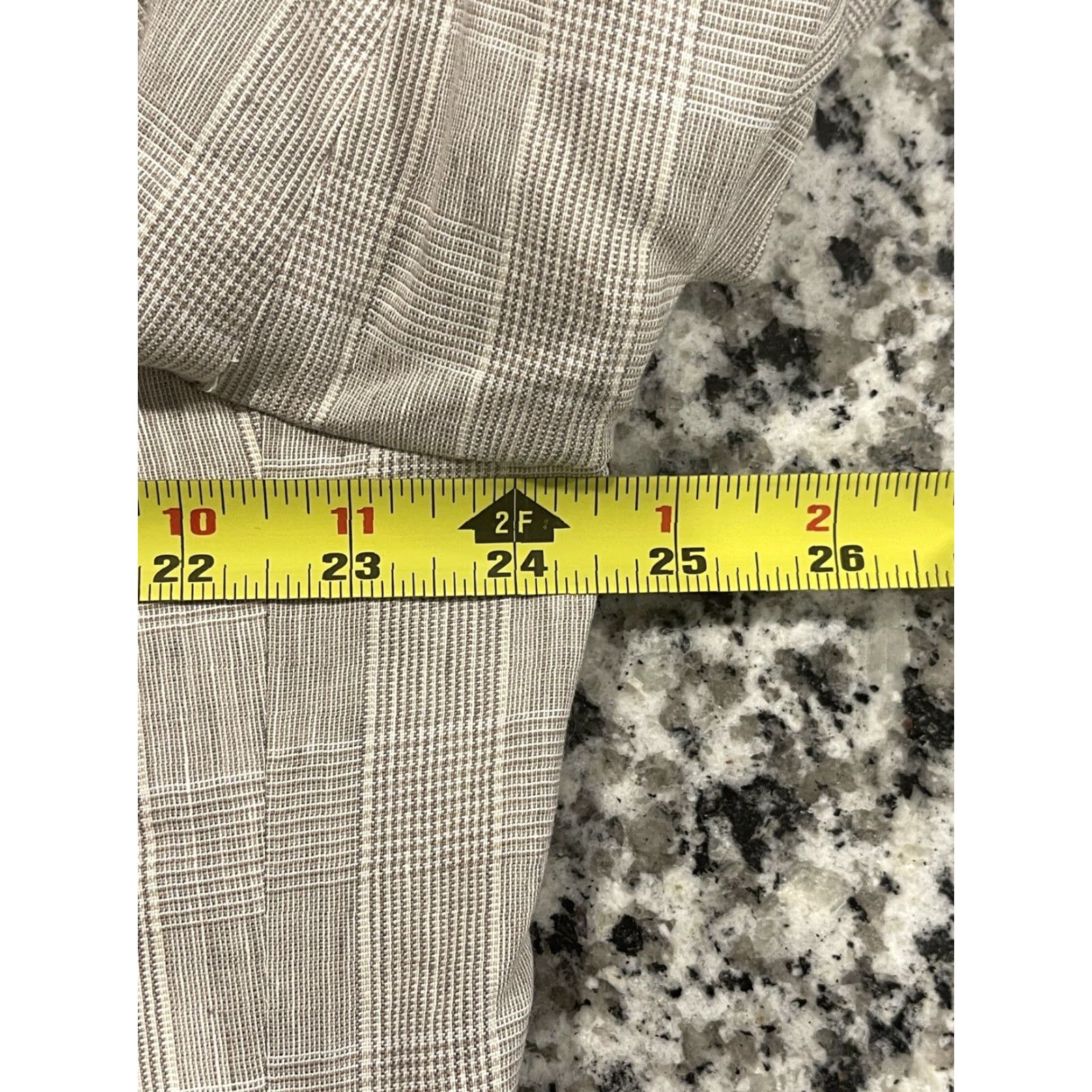 Stafford STAFFORD Linen Blend Slim Fit Blazer Brown Plaid Men Size 52R Size 52R - 7 Thumbnail