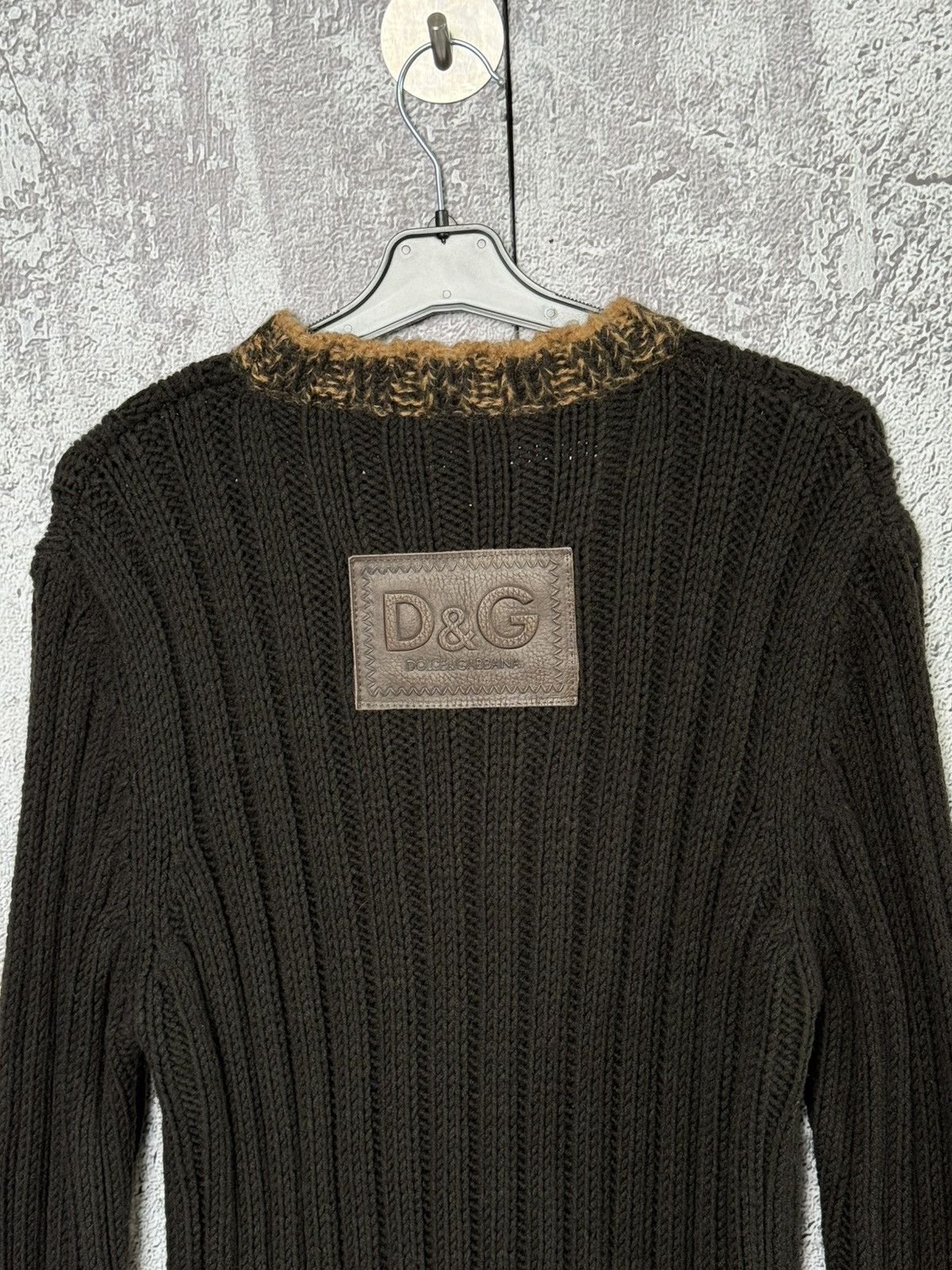 Dolce & Gabbana Vintage Dolce & Gabbana Ribbed Wool Sweater D&G Leather Logo Size M / US 6-8 / IT 42-44 - 8 Thumbnail