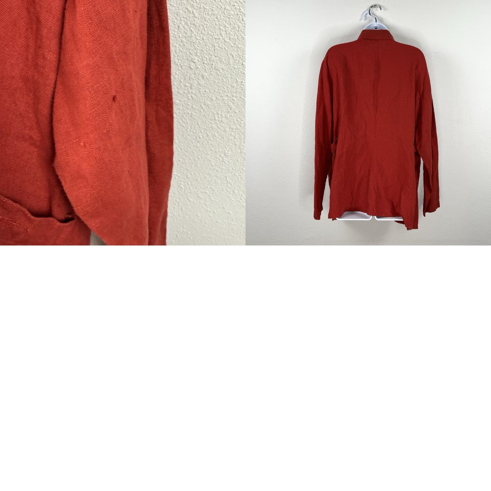 FLAX VINTAGE Flax Shirt Womens 1X Button-Up Linen Red Long Sleeve Collared Pockets 100% Linen Relaxed Fit Size XL / US 12-14 / IT 48-50 - 8 Thumbnail