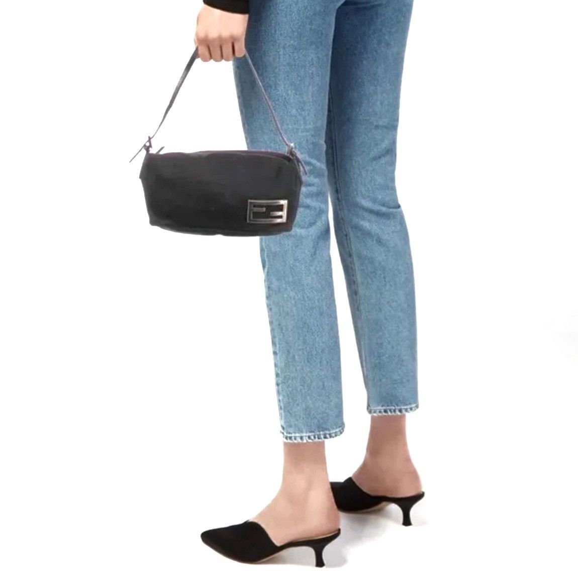 Fendi Authentic FENDI Black Suede Shoulder Bag Size ONE SIZE - 4 Thumbnail