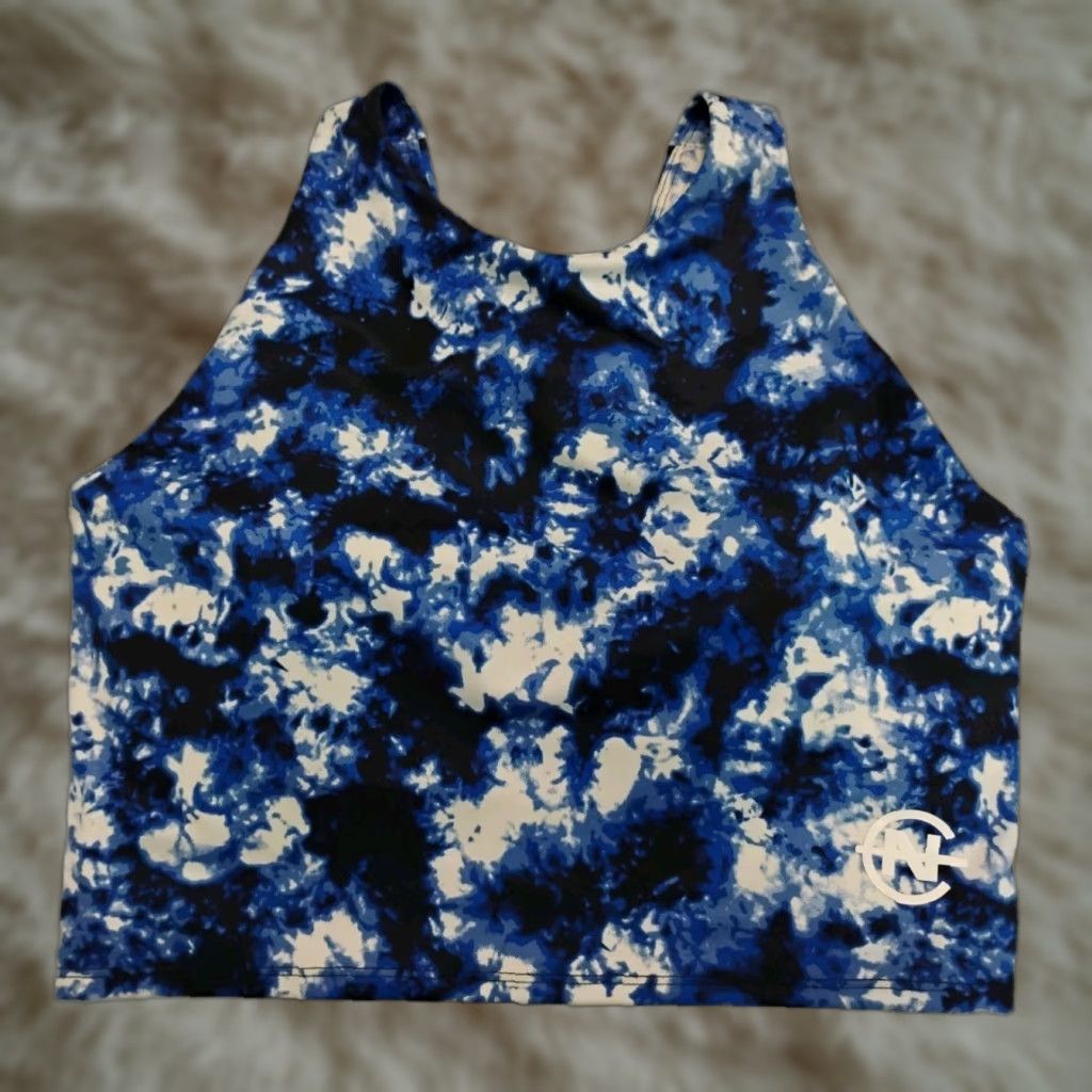 Nautica Nautica Competition Sport Bra Athletic Top Tie Dye Crop Tank Size Medium Blue Women Built-In Bra Athletic Crop Tank Shirt Size M / US 6-8 / IT 42-44 - 1 Thumbnail