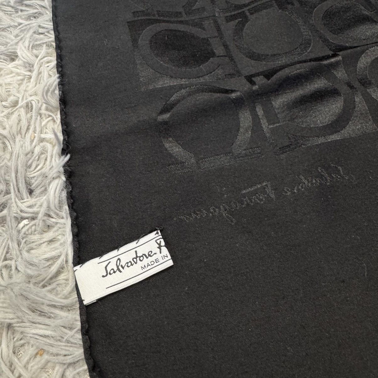 Salvatore Ferragamo Salvatore Ferragamo Black Gancini Monogram Scarf Italy Size ONE SIZE - 2 Thumbnail
