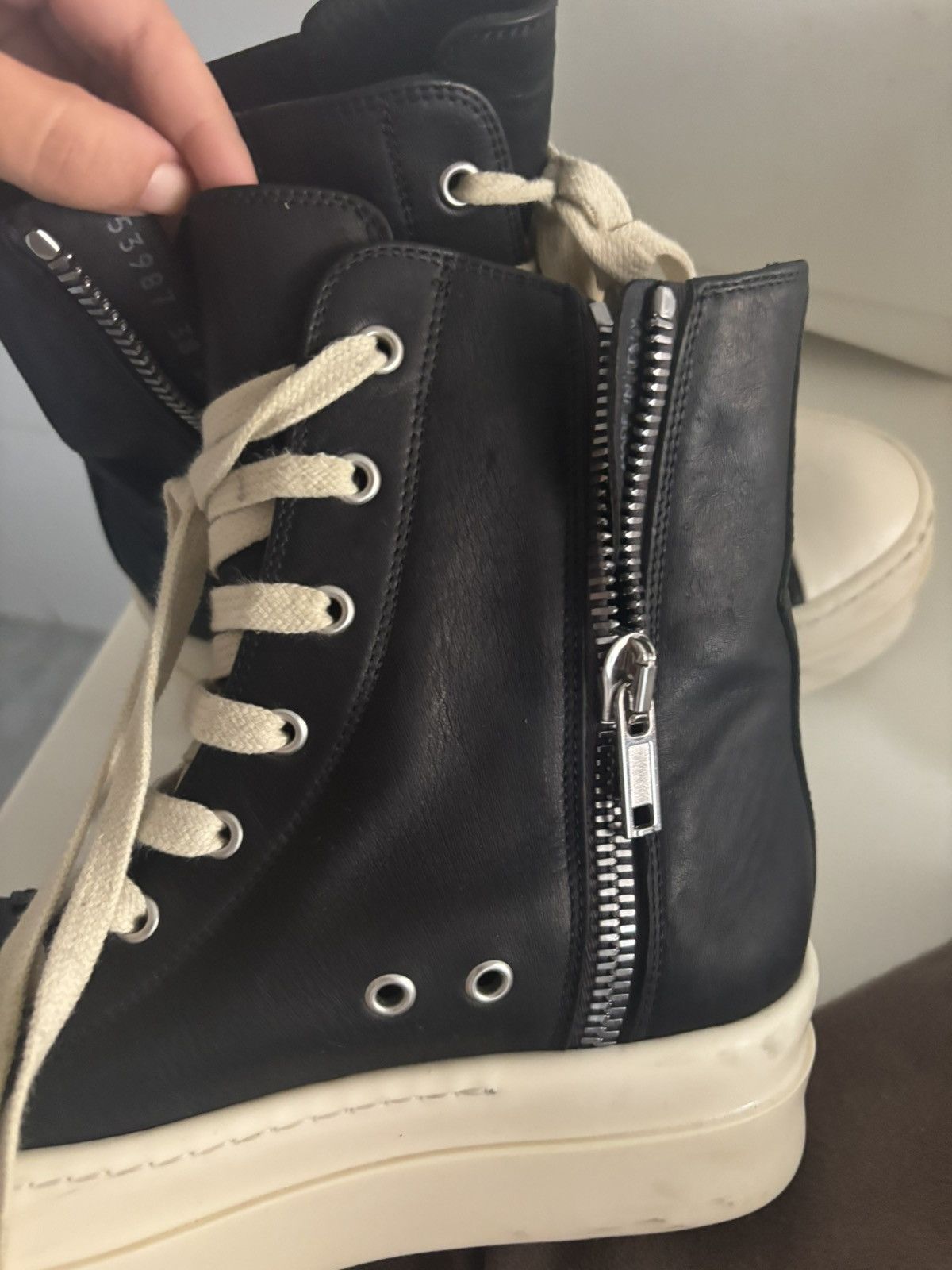 Rick Owens Rick Owens DRKSHDW Ramones High Top Leather Sneakers Size US 8.5 / IT 38.5 - 4 Thumbnail