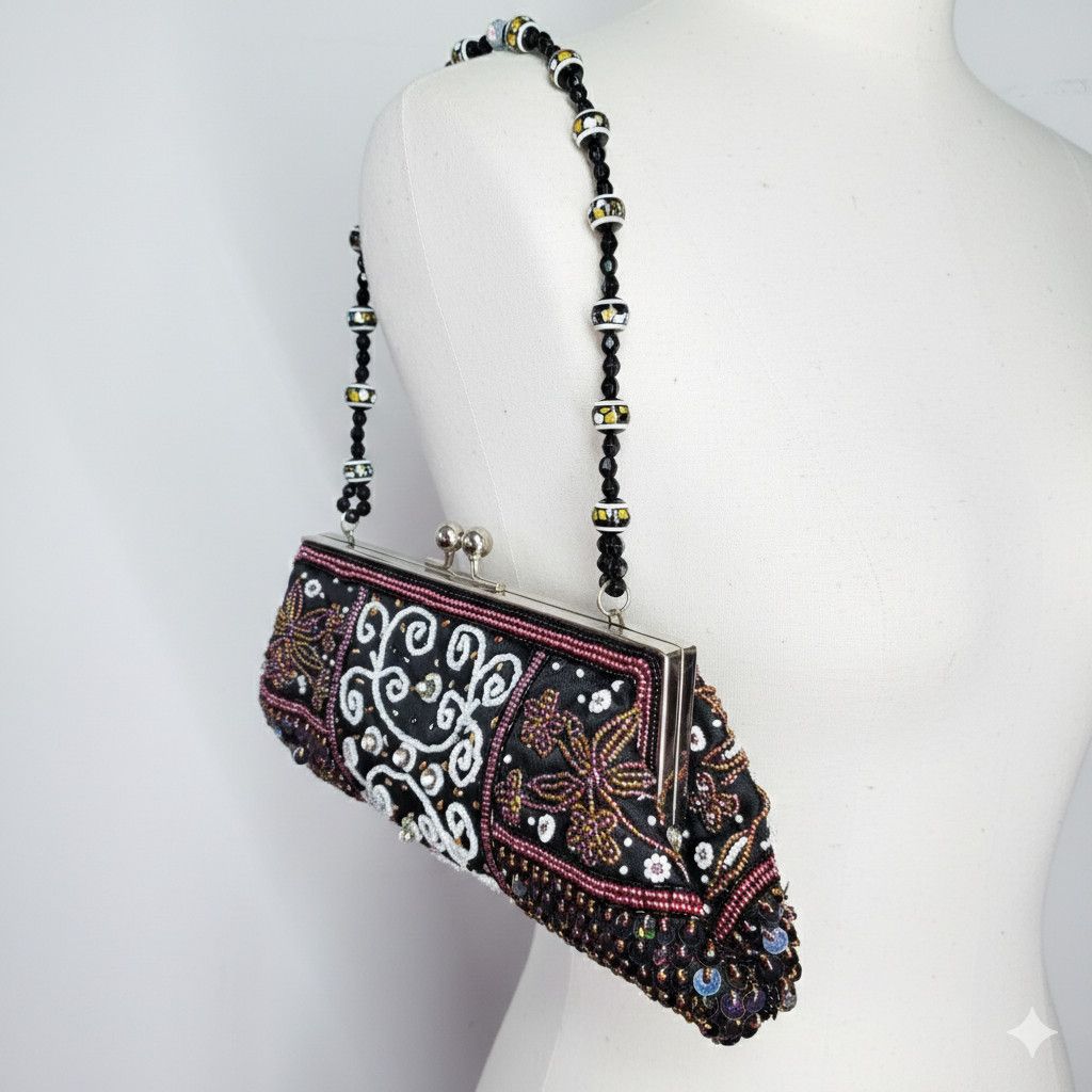 Other In's 11x4x2" Evening Bag Shoulder Strap Fully Beaded Black Size ONE SIZE - 2 Thumbnail
