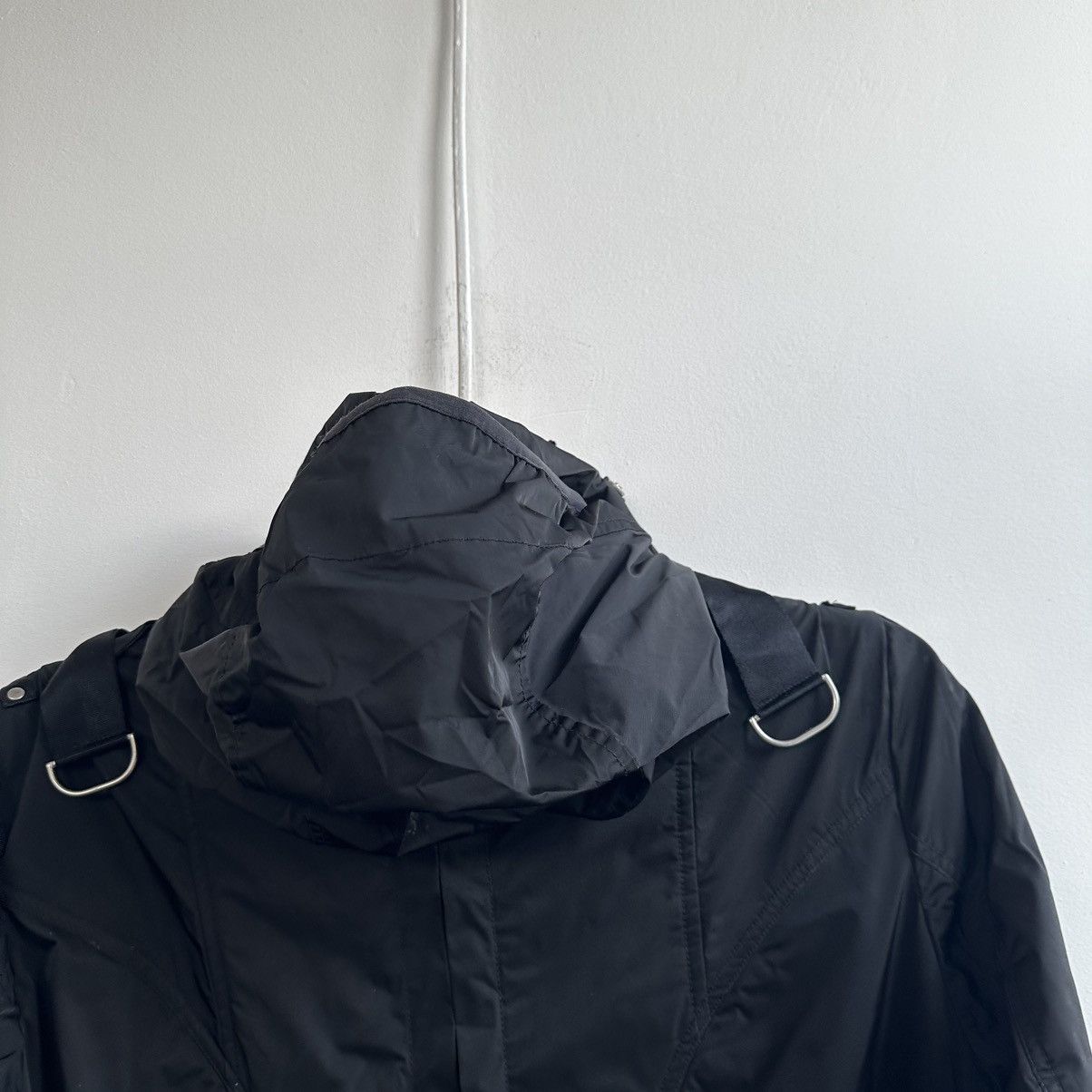 Marithe + Francois Girbaud 🔥BLACK nylon BONDAGE LONG JACKET MFG Size L / US 10 / IT 46 - 20 Thumbnail