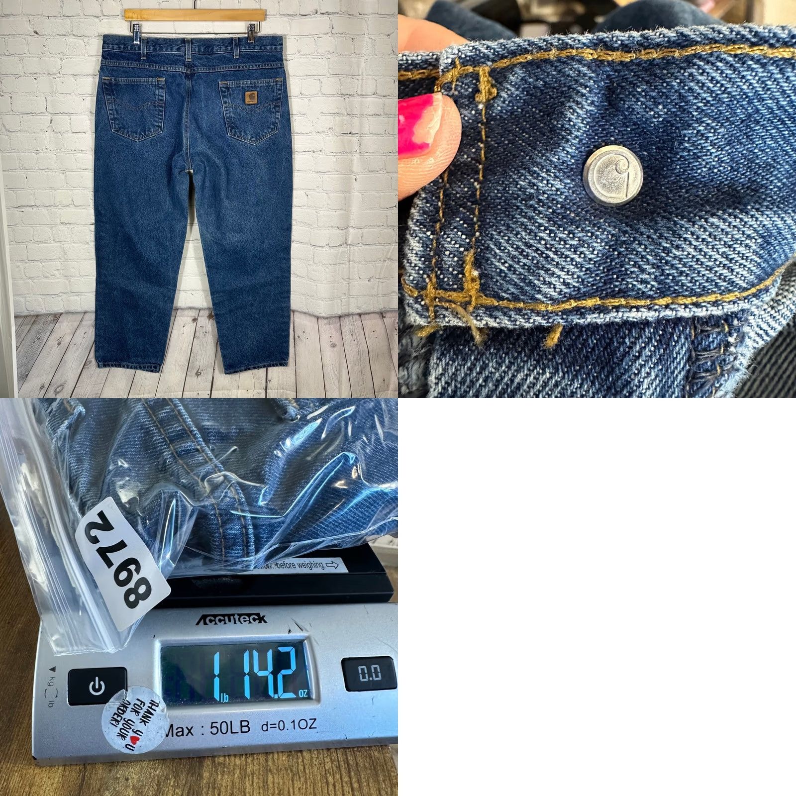 Carhartt Carhartt Mens Jeans Relaxed Fit Tapered Leg Medium Wash Blue Denim 36x28 Size US 36 / EU 52 - 8 Thumbnail