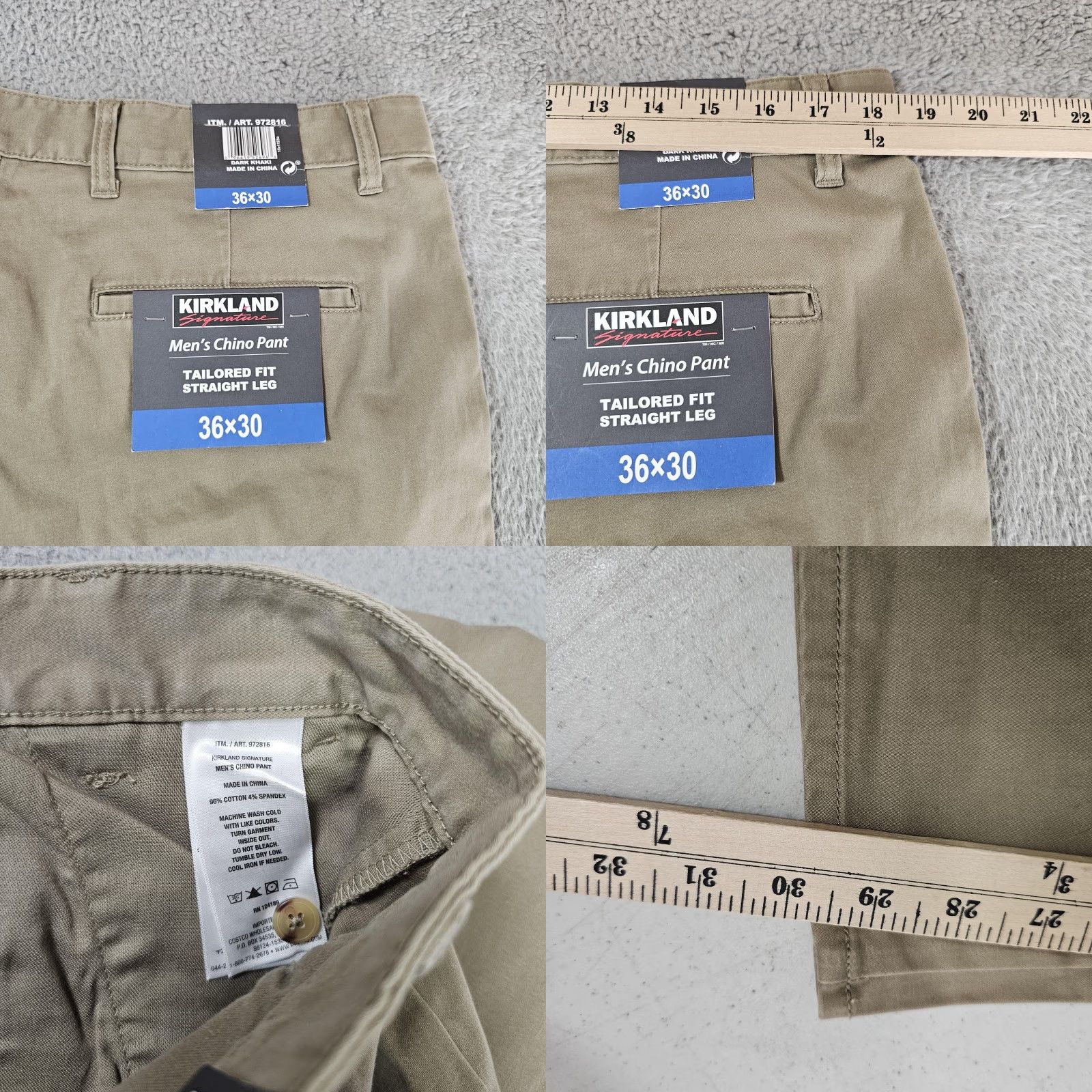 Vintage Kirkland Signature Chino Pants Mens 36x30 Khaki Beige Tailored Fit Straight Leg Pants Mens Beige 36x30 Business Casual Workwear Size US 36 / EU 52 - 8 Thumbnail