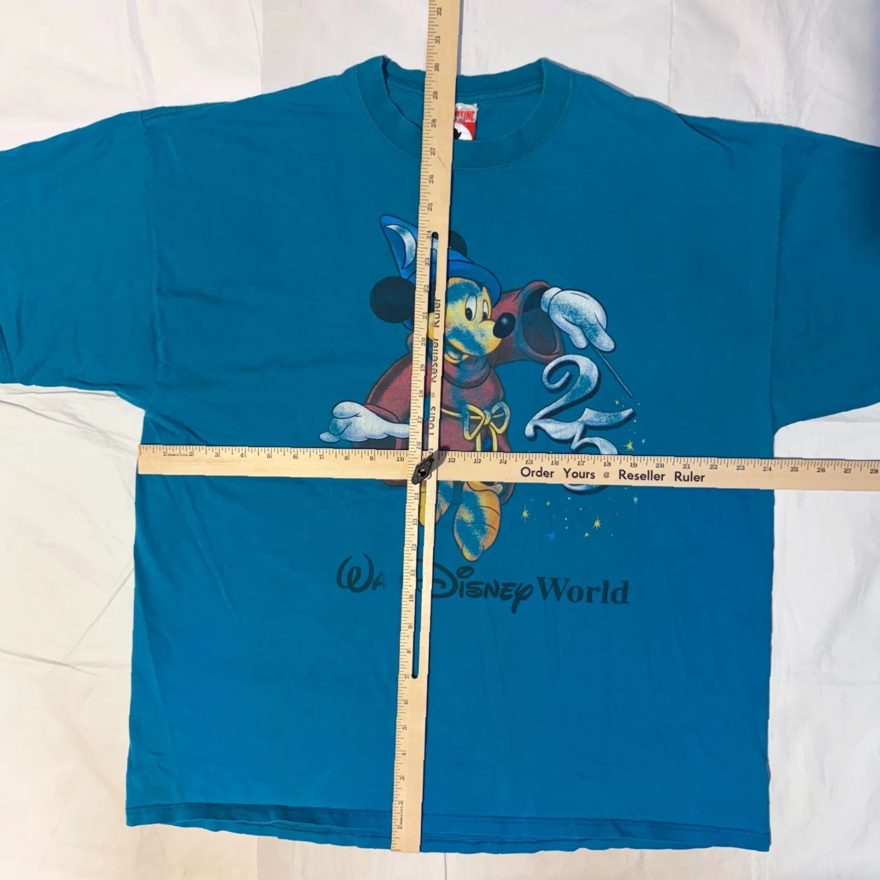 Disney VINTAGE Walt Disney 90s Mickey Fantasia T-Shirt XL Crew Neck Men Blue Cotton Logo Graphic Print Short Sleeve 1990s Size US XL / EU 56 / 4 - 3 Thumbnail