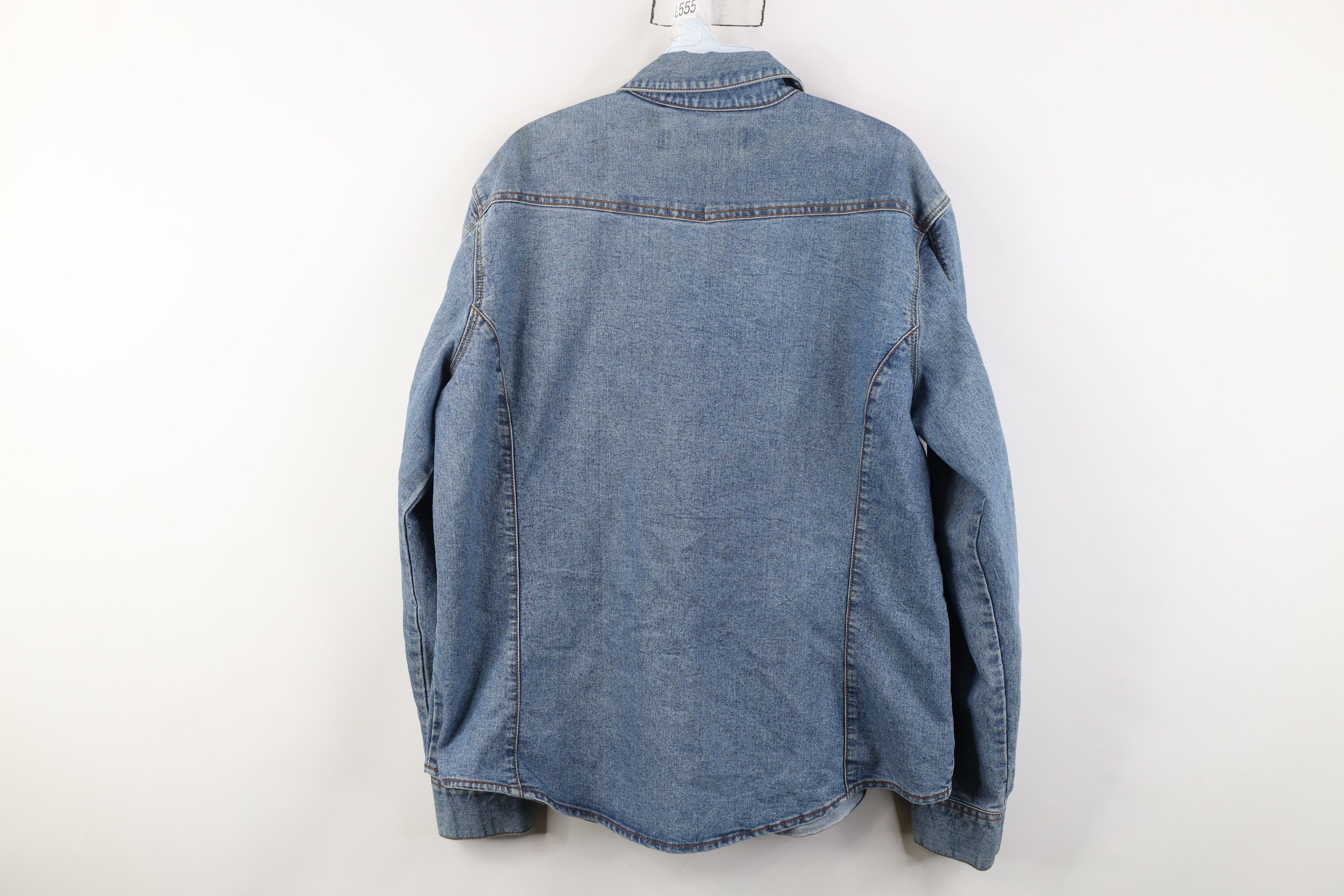 Levi's Vintage Y2K Levis Babydoll Snap Button Denim Shirt Stretch Size XL / US 12-14 / IT 48-50 - 13 Thumbnail
