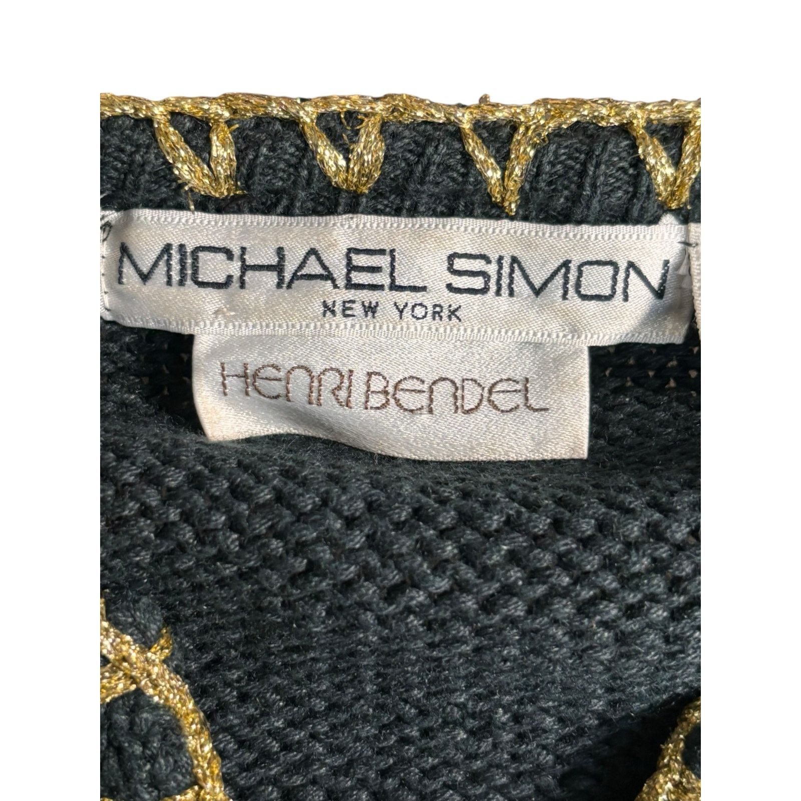 Henri Bendel Vintage 90s Michael Simon Henri Bendel Black Gold Cardigan Size L / US 10 / IT 46 - 8 Thumbnail