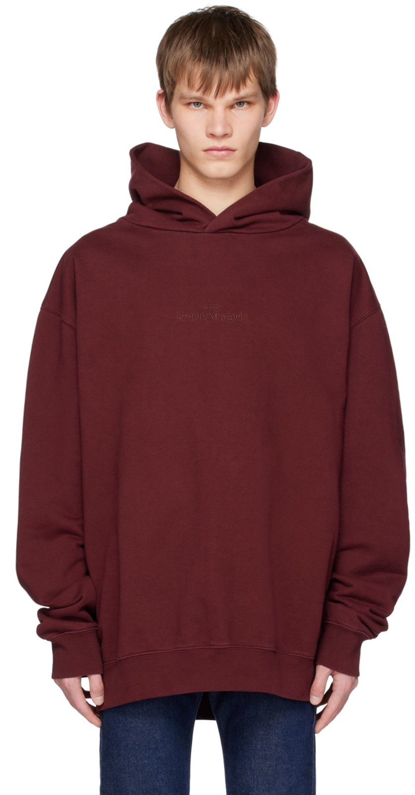 Maison Margiela Maison Margiela Burgundy Embroidered Hoodie Size US XL / EU 56 / 4 - 1 Thumbnail