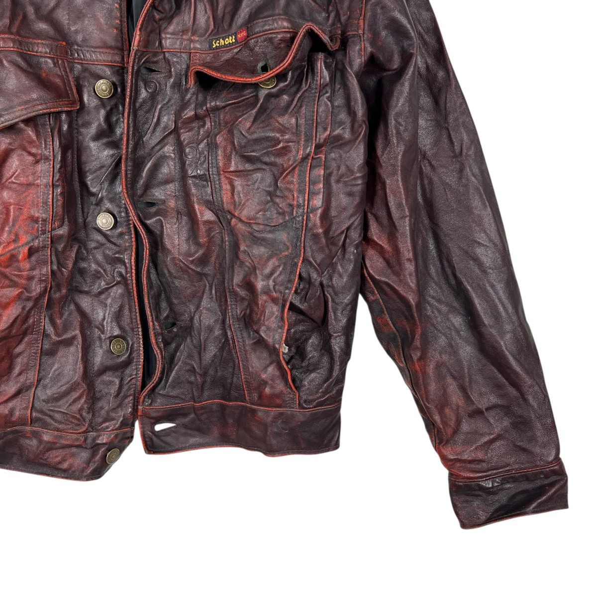 Schott 🔥 Vintage Schott Scartish Wrinkle Leather Jacket made In Usa Size US S / EU 44-46 / 1 - 8 Thumbnail