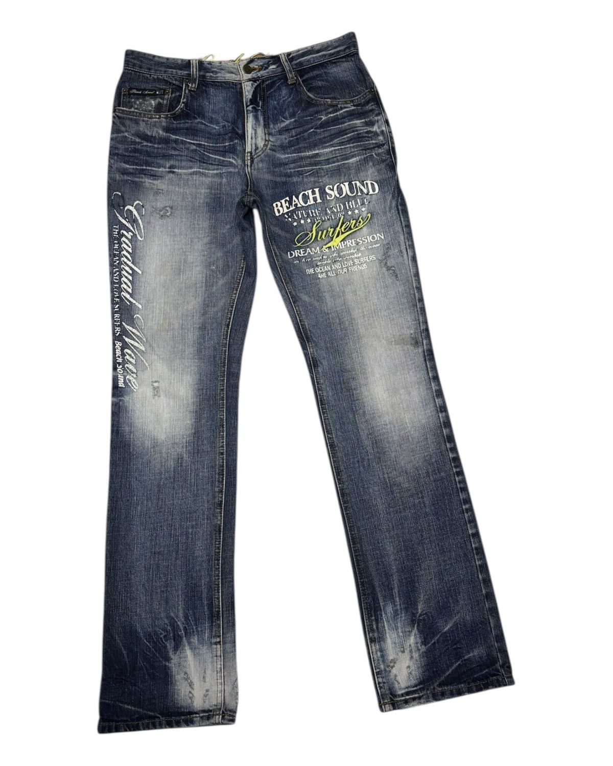 Hysteric Glamour × If Six Was Nine × Japanese Brand 🔥RARE BEACH SOUND DISTRESSED DENIM PANTS Size US 32 / EU 48 - 6 Thumbnail