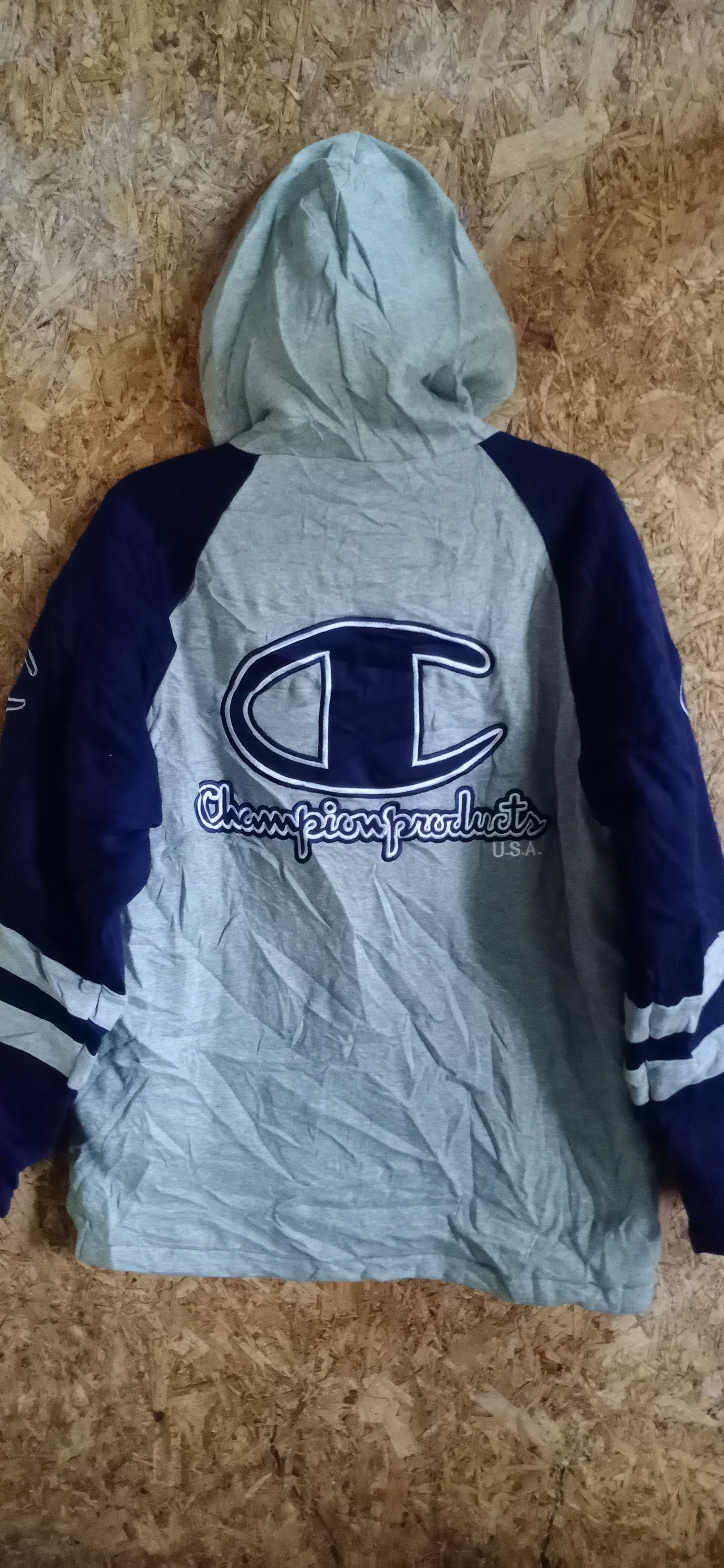 Champion × Vintage Vintage Champion Big Logo Hooded Sweater Size US XL / EU 56 / 4 - 2 Thumbnail