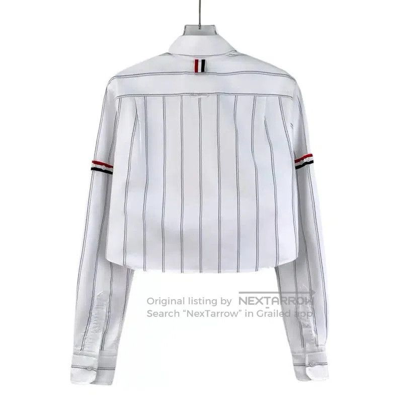 Thom Browne Thom Browne White Striped Cotton Shirt . Size M / US 6-8 / IT 42-44 - 2 Thumbnail