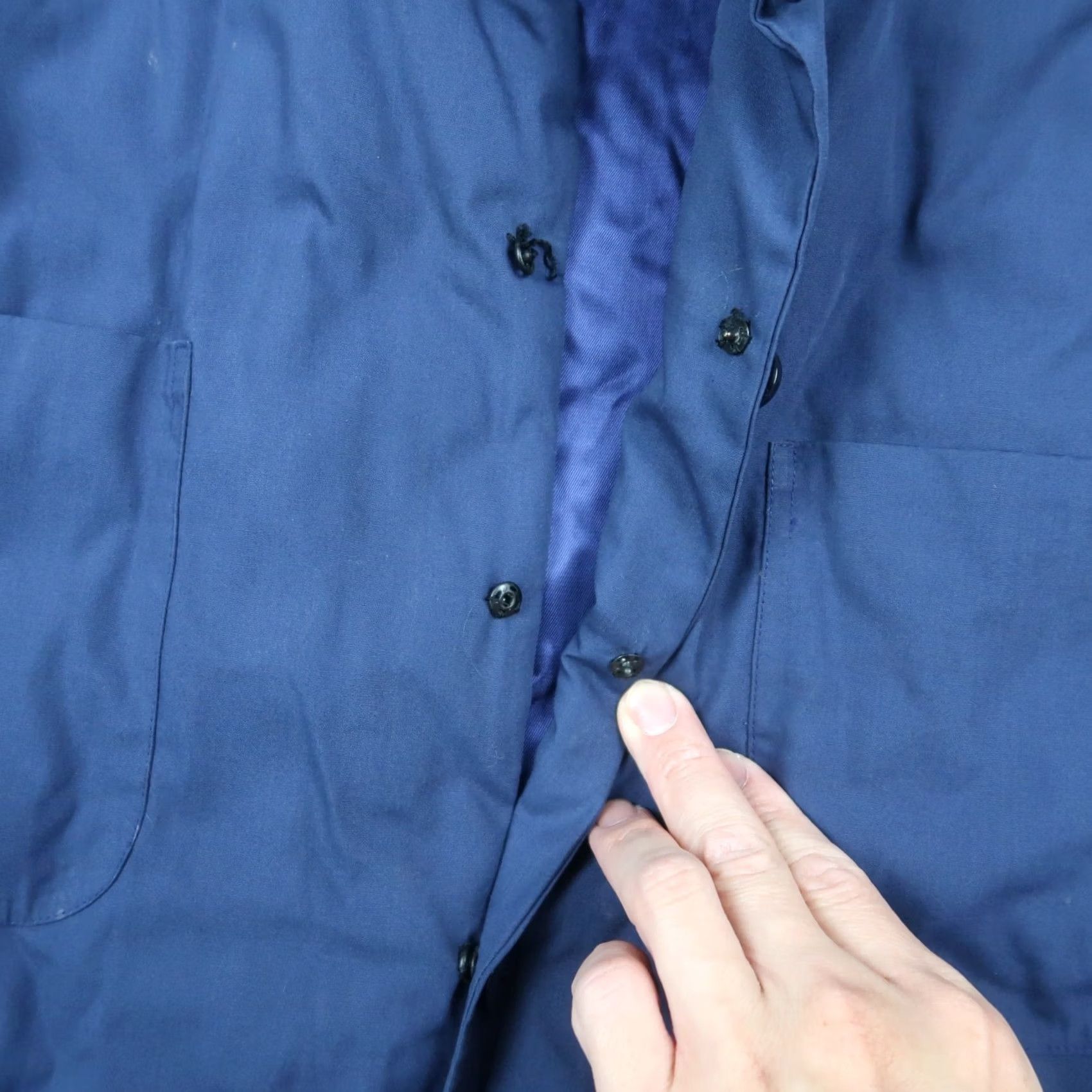 Vintage Vintage Chore Jacket XL Blue Lined Cotton Blend - 80s 90s Workwear, Men, Regular Fit, Button Accents, Solid Pattern, Vintage Brand Size US XL / EU 56 / 4 - 6 Thumbnail