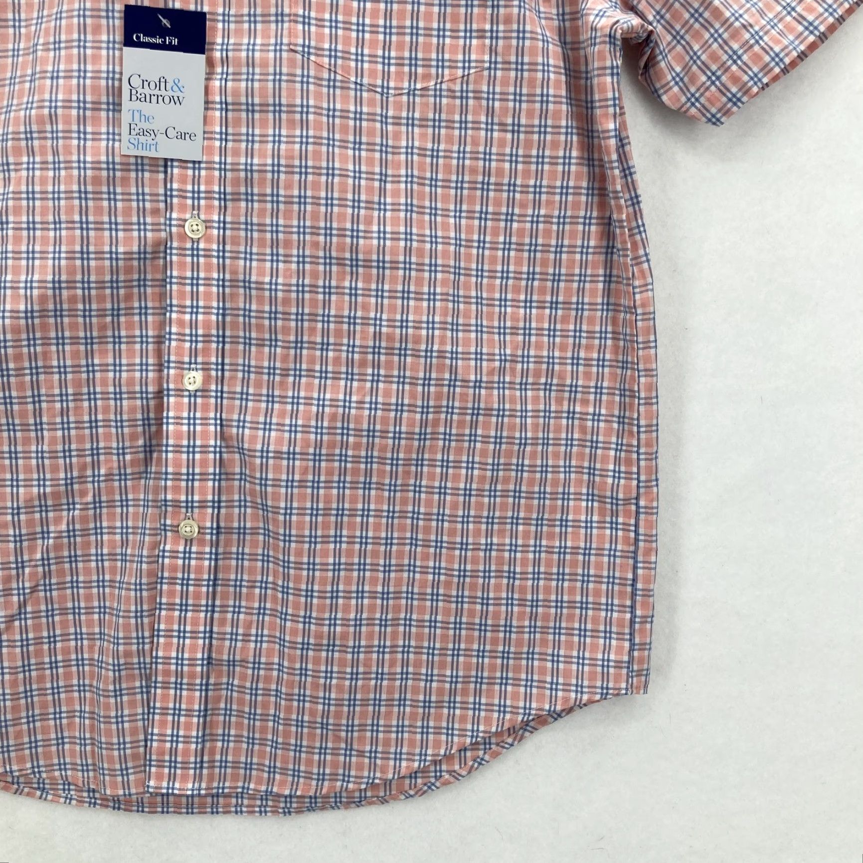 Croft & Barrow Croft & Barrow Shirt Mens Medium Orange Plaid Easy Care Short Sleeve Button Down Size US M / EU 48-50 / 2 - 3 Thumbnail