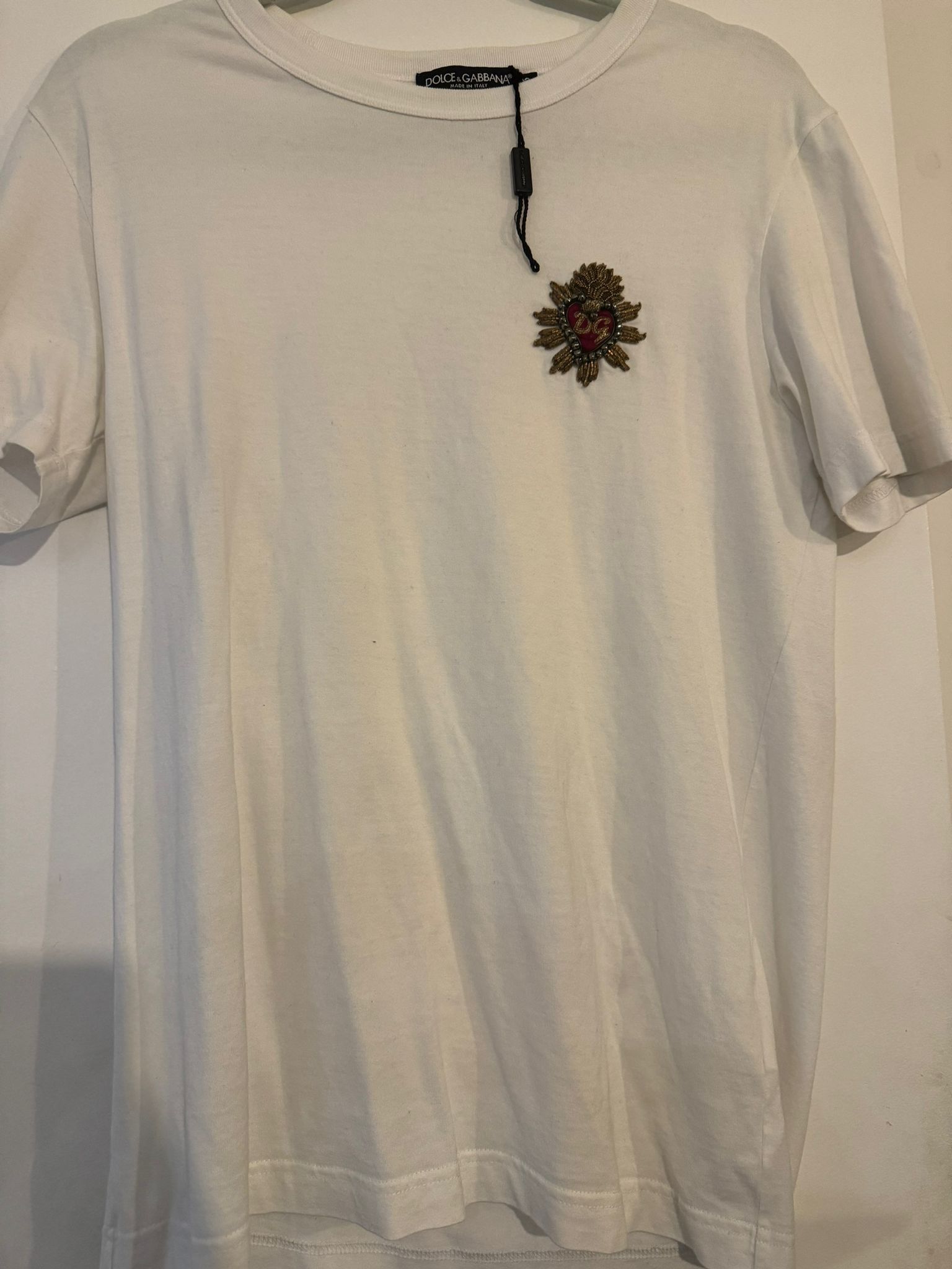 image of Dolce Gabbana Dgfamily Heart Tshirt in White, Men's (Size Small)