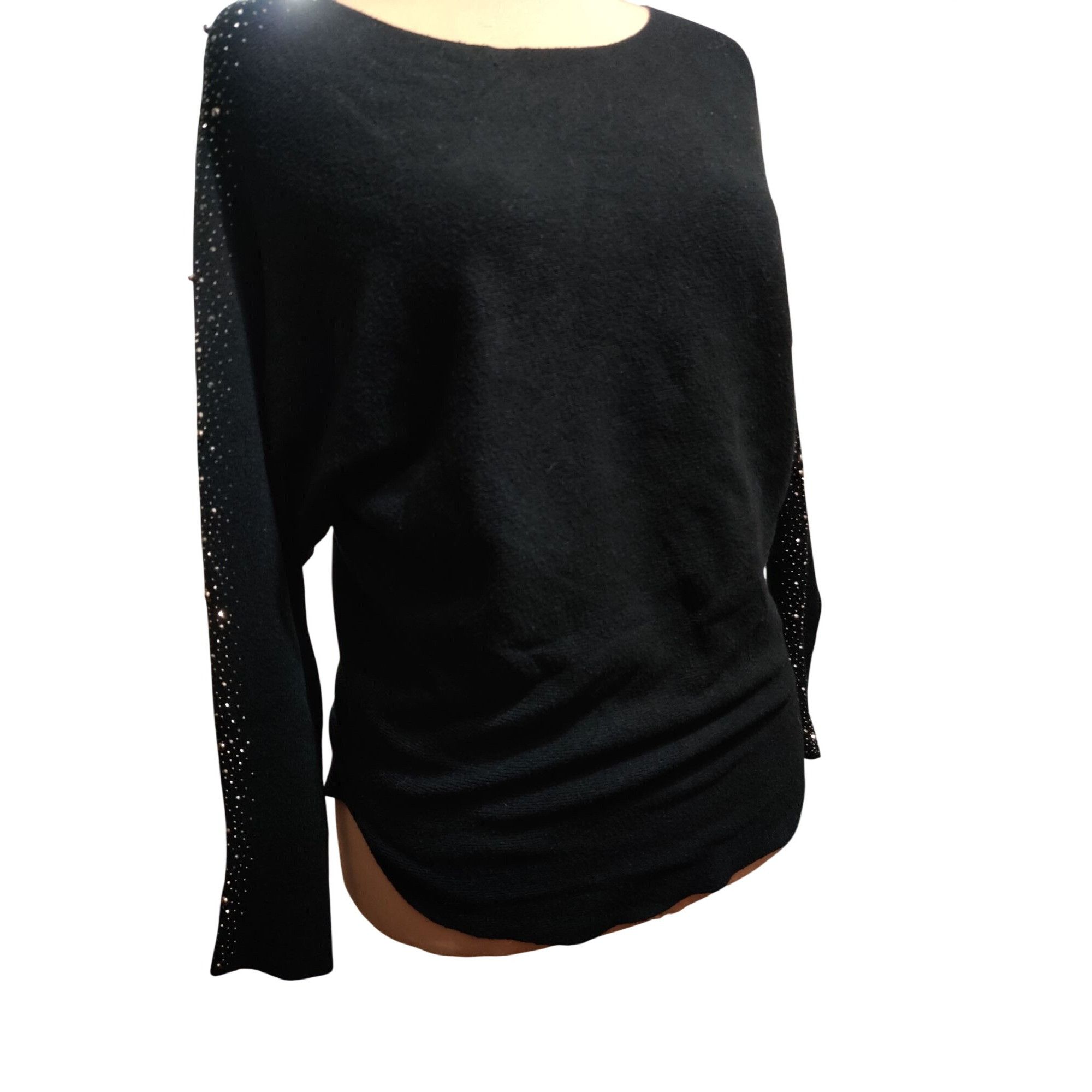Other Vila Milano Black Sweater Size L Bead Rhinestone Embellished Size L / US 10 / IT 46 - 2 Thumbnail