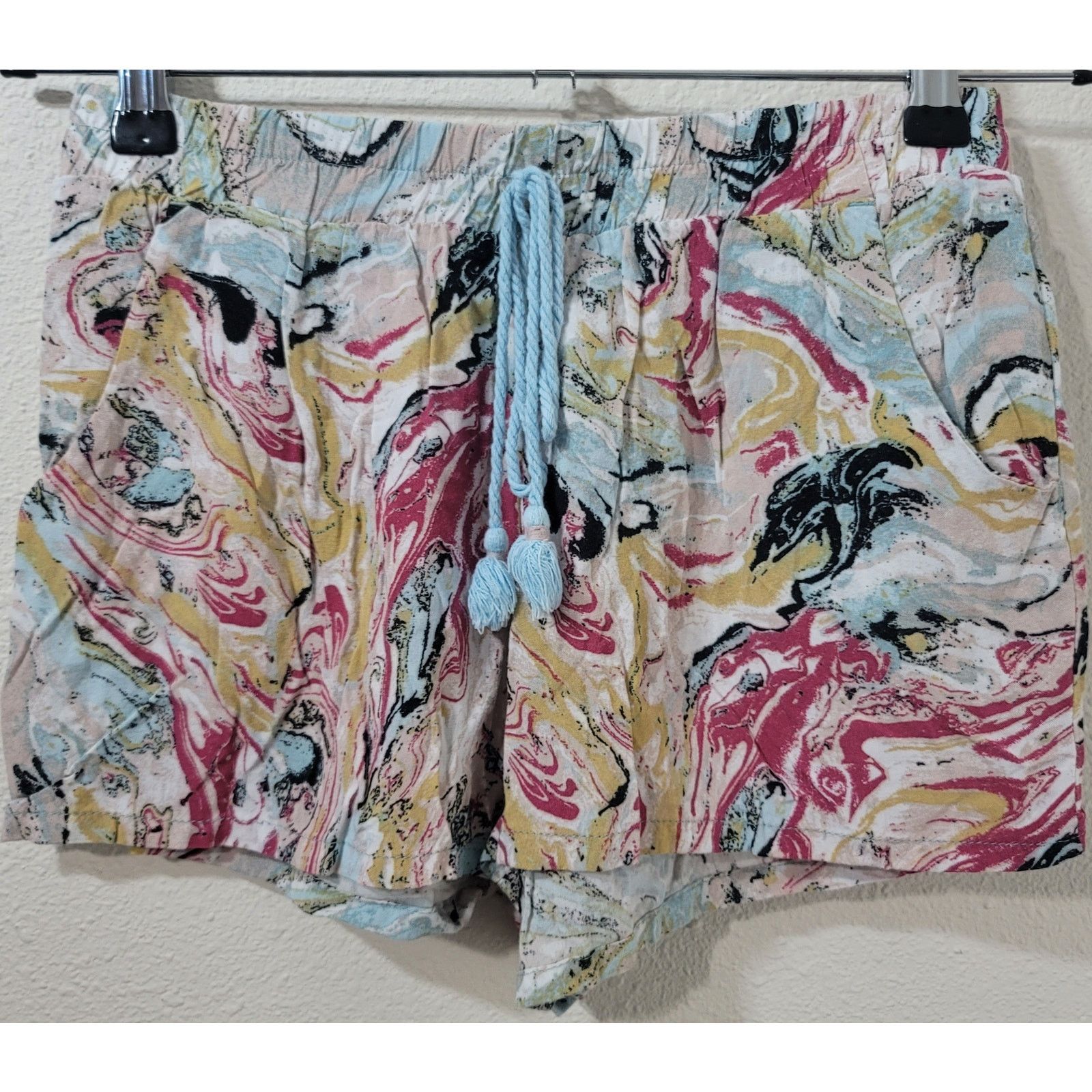Other BeBop Pink Blue Abstract Print Pull On Shorts Small Pleated Size 26" / US 2 / IT 38 - 1 Thumbnail