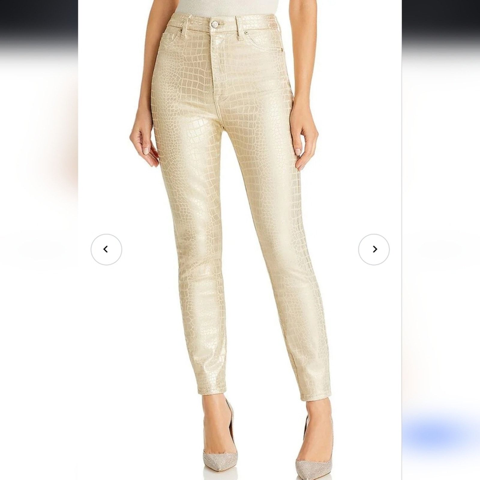 7 For All Mankind Aubrey Coated Skinny Jeans White Croc Gold 7 For All Mankind Size 25" / US 0 / IT 36 - 8 Thumbnail