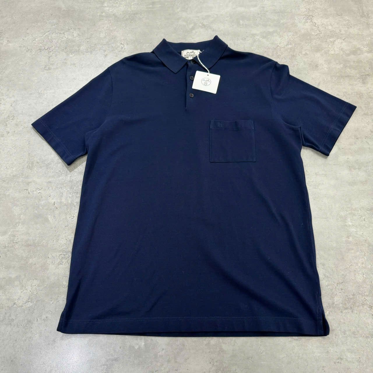 Hermes HERMES H embroidered buttoned polo shirt Marine Size US XL / EU 56 / 4 - 1 Thumbnail