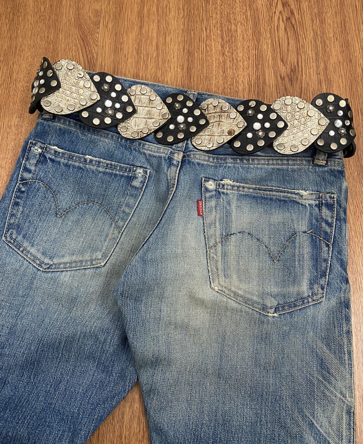 If Six Was Nine Love studded black silver belt Size ONE SIZE - 4 Thumbnail