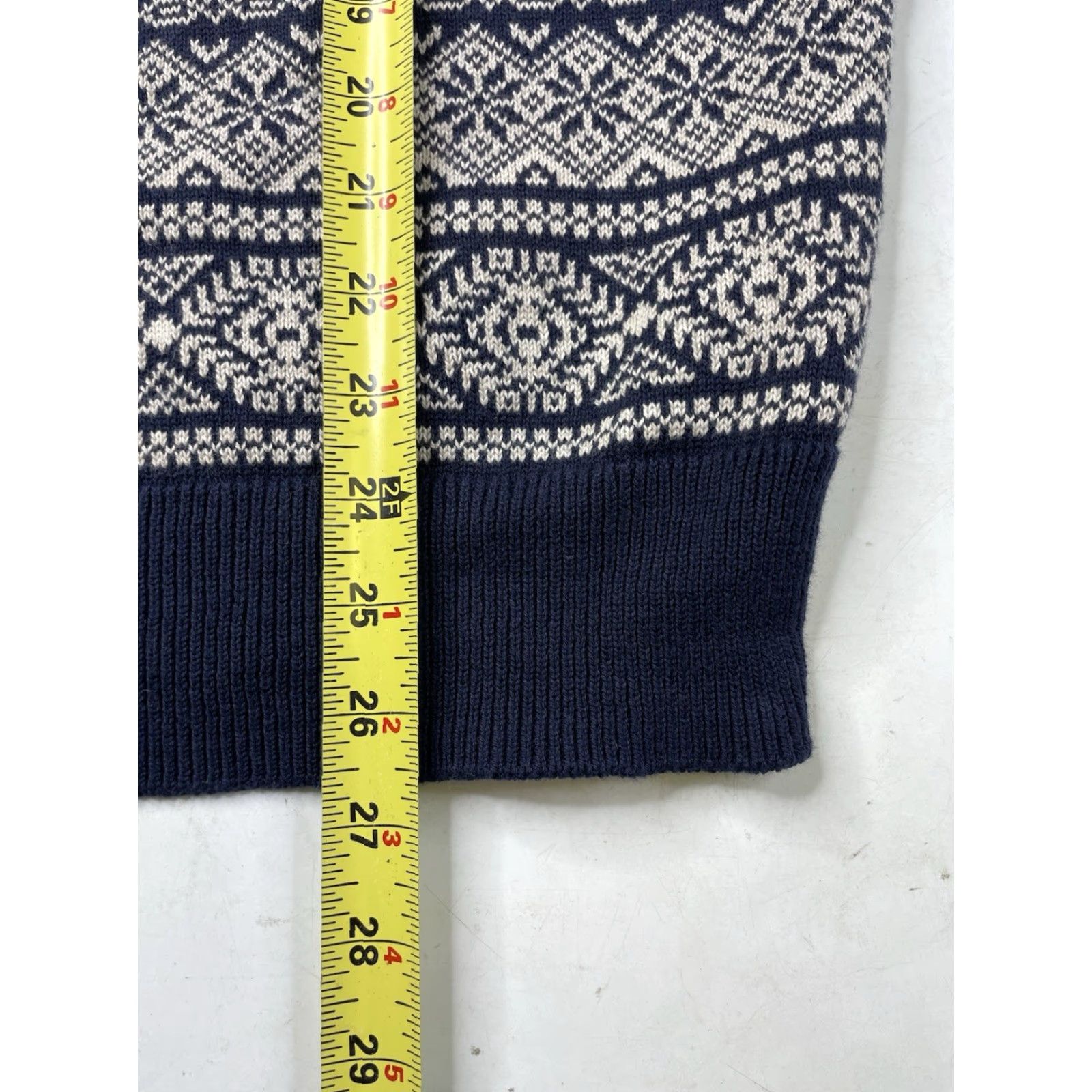 J.Crew VINTAGE J.Crew 100% cotton crewneck Fair Isle Nordic sweater Navy White Mens Medium Size US M / EU 48-50 / 2 - 4 Thumbnail