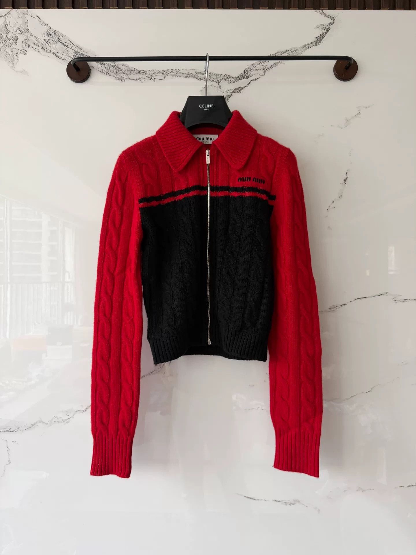 Miu Miu Miu Miu Black Red Logo Jacket Size S / US 4 / IT 40 - 1 Thumbnail