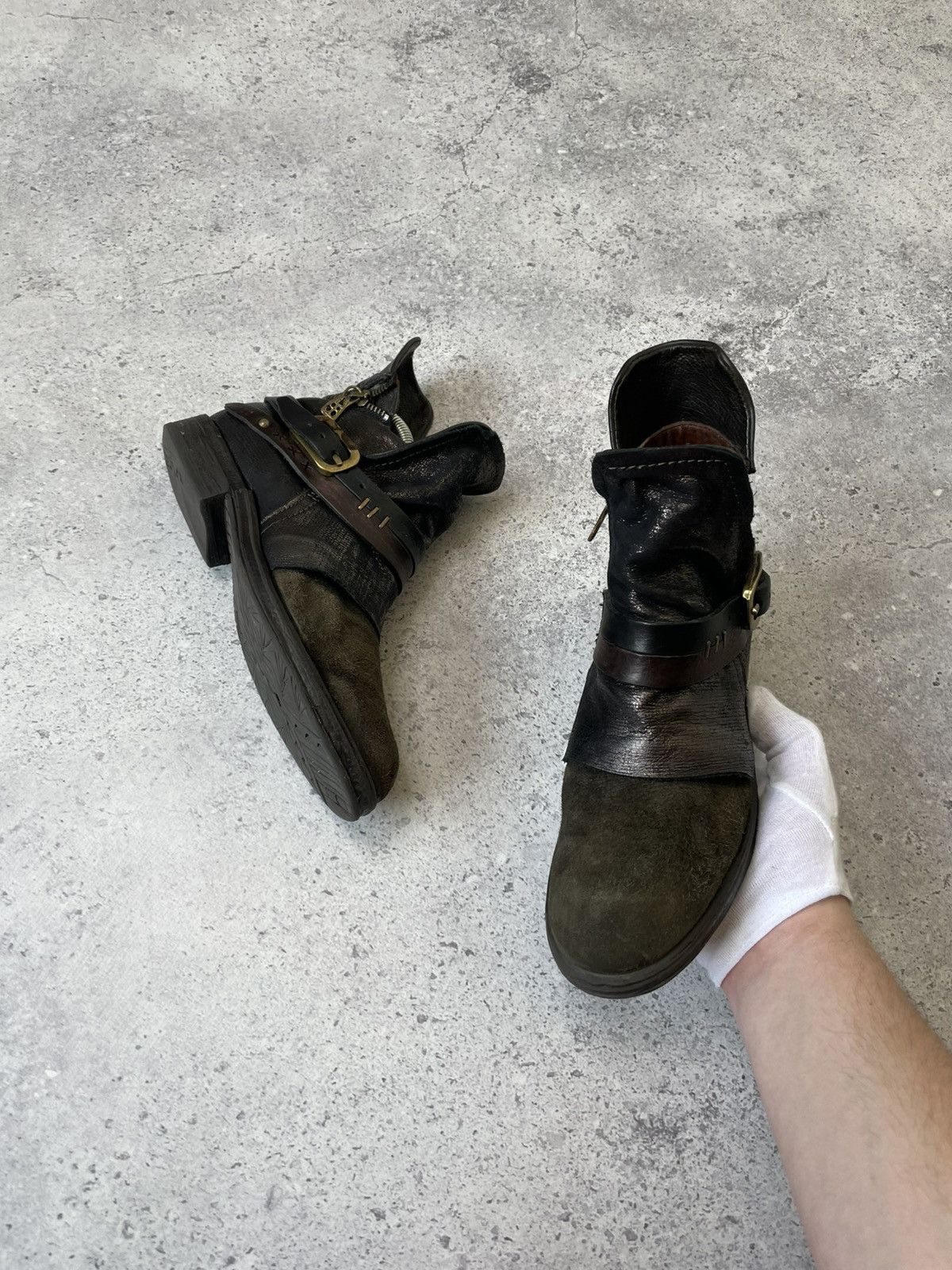 A.S.98 A.S 98 Leather Suede Boots Biker Gothic Avant Garde Zip Size US 7 / IT 37 - 4 Thumbnail