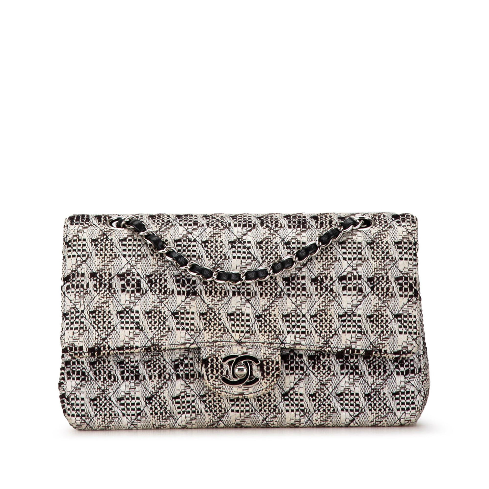 Chanel Chanel Medium Classic Tweed Double Flap White Size ONE SIZE - 1 Thumbnail